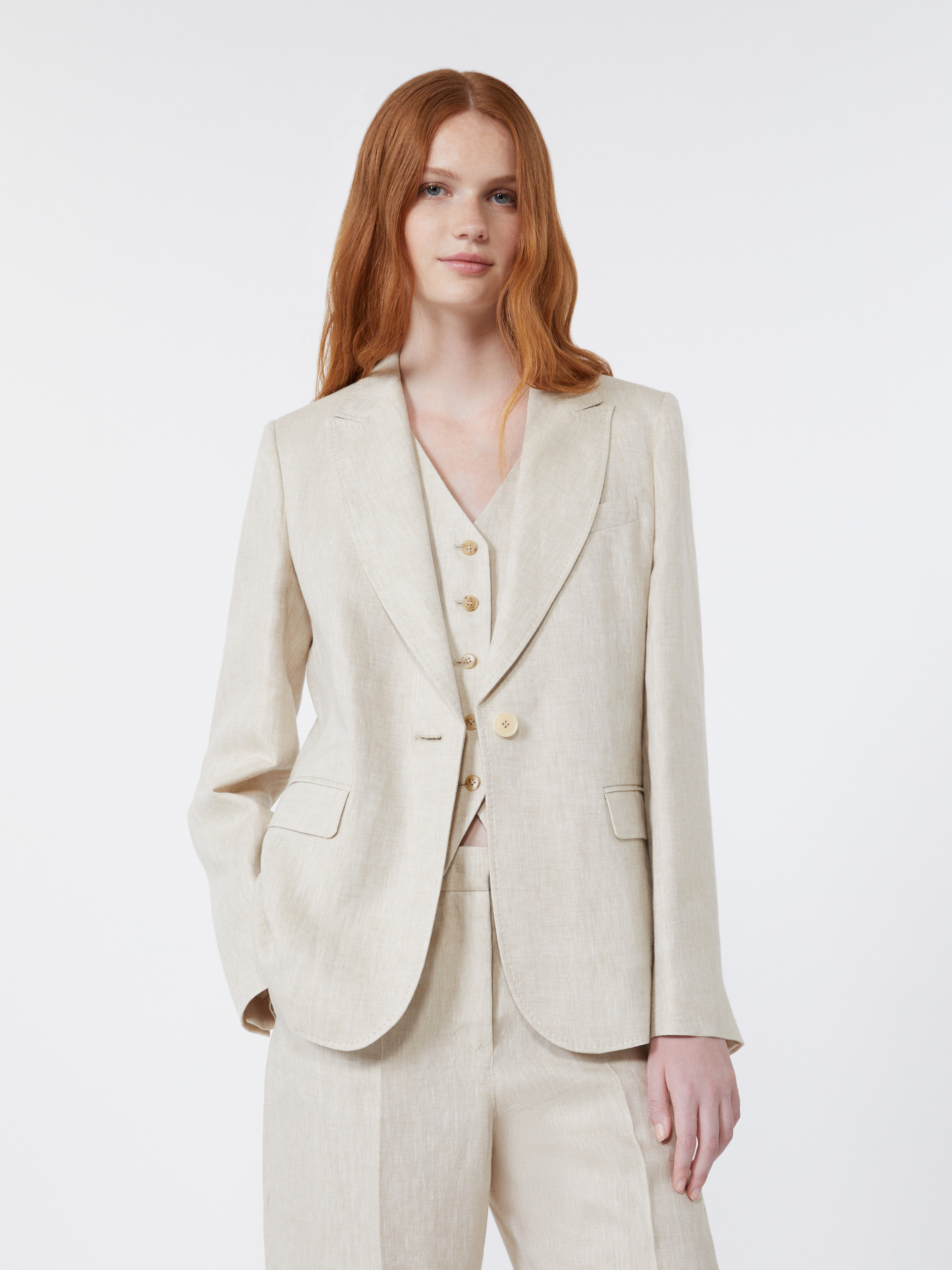 Linen canvas blazer - ECRU - Weekend Max Mara - 4