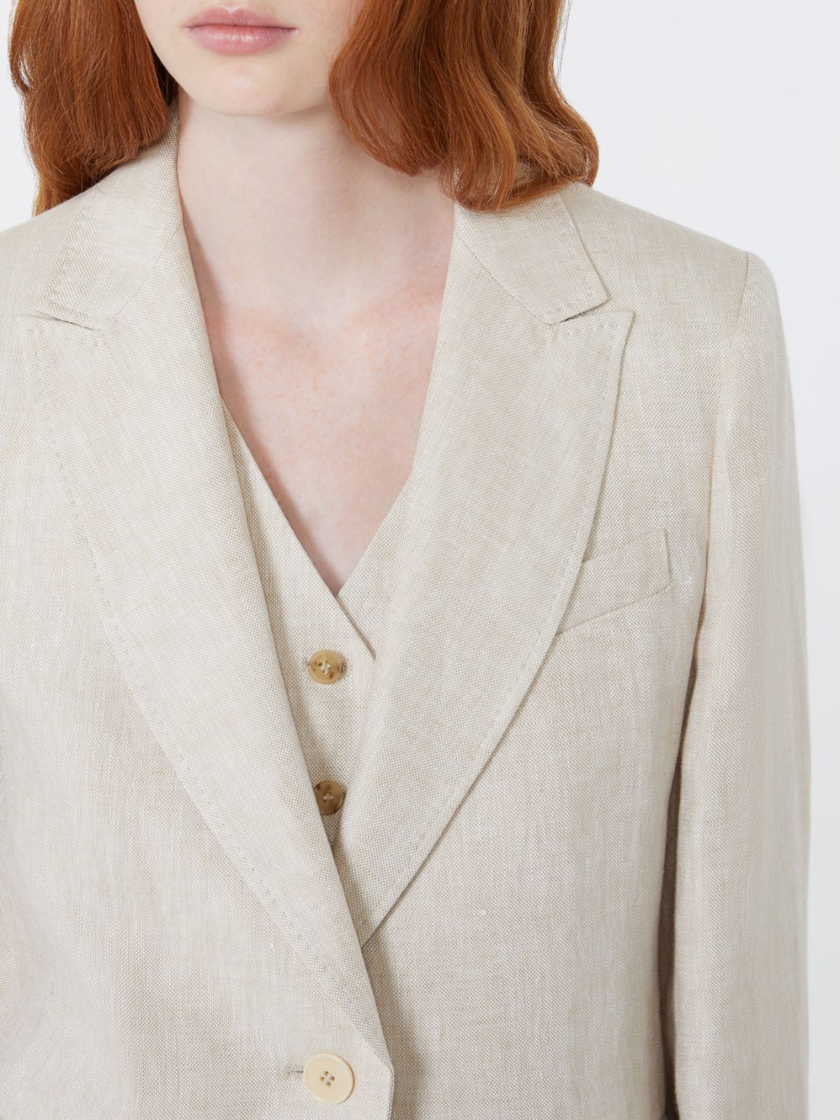 Linen canvas blazer - ECRU - Weekend - 5