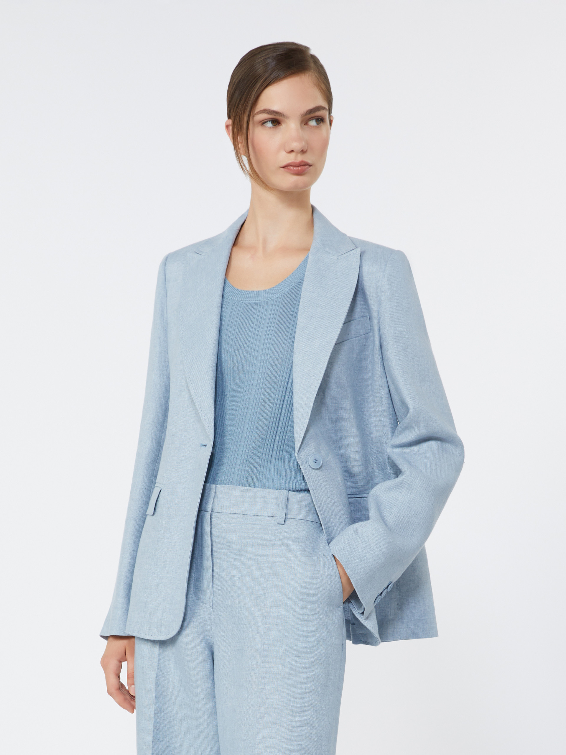 Linen canvas blazer - LIGHT BLUE - Weekend Max Mara - 4