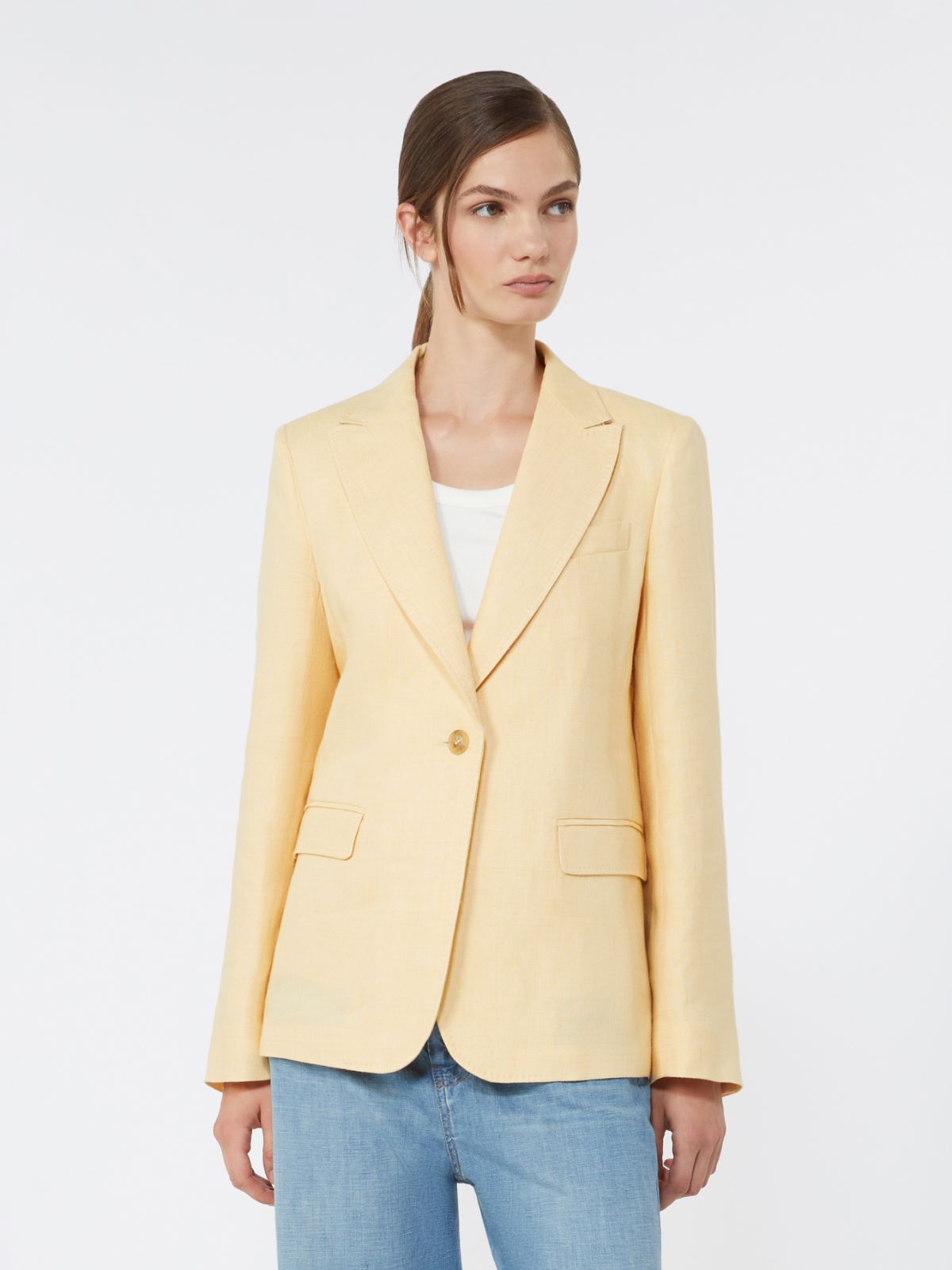 Blazer in canvas di lino - GIALLO CHIARO - Weekend - 2