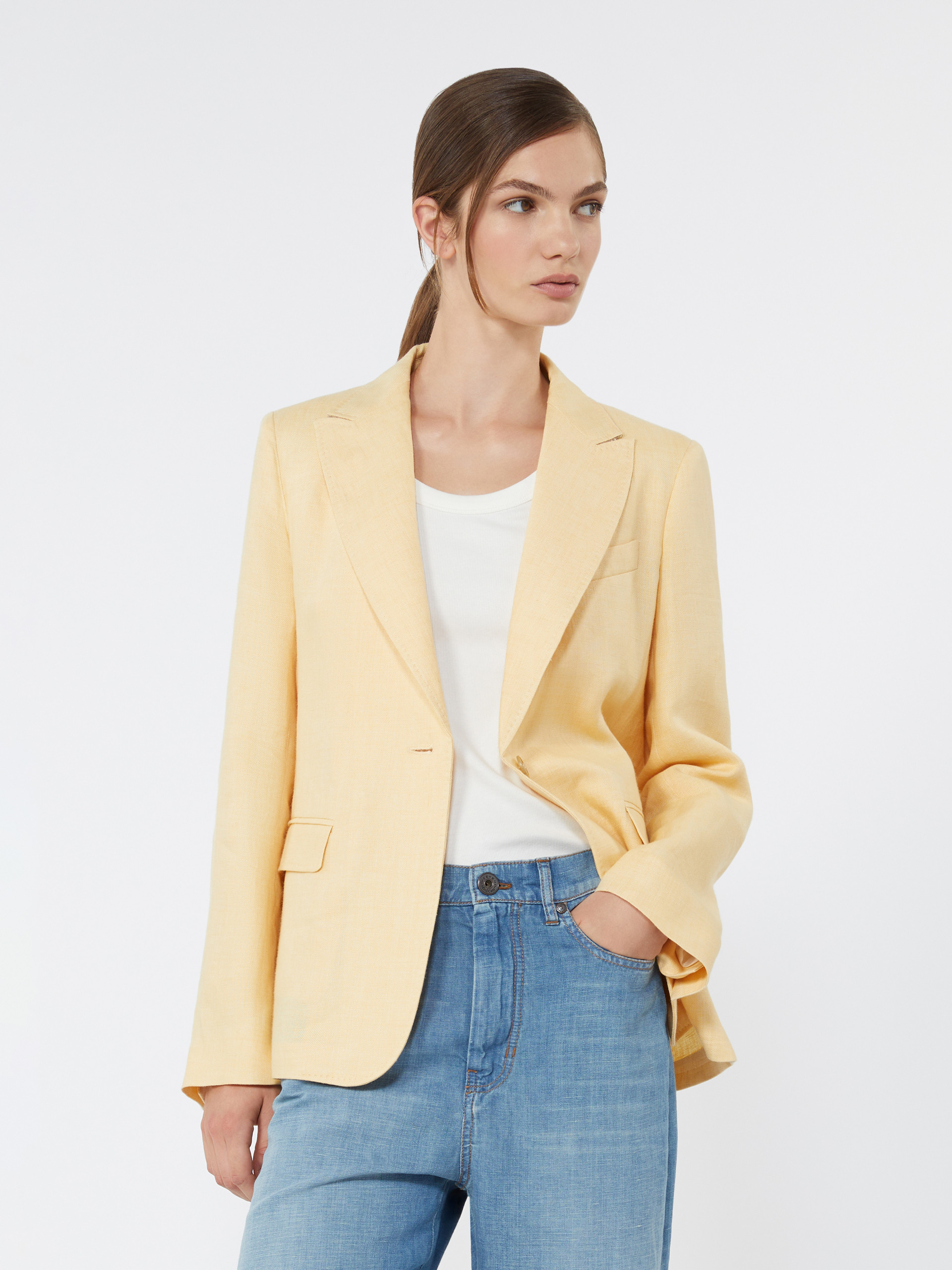 Linen canvas blazer - LIGHT YELLOW - Weekend Max Mara - 4
