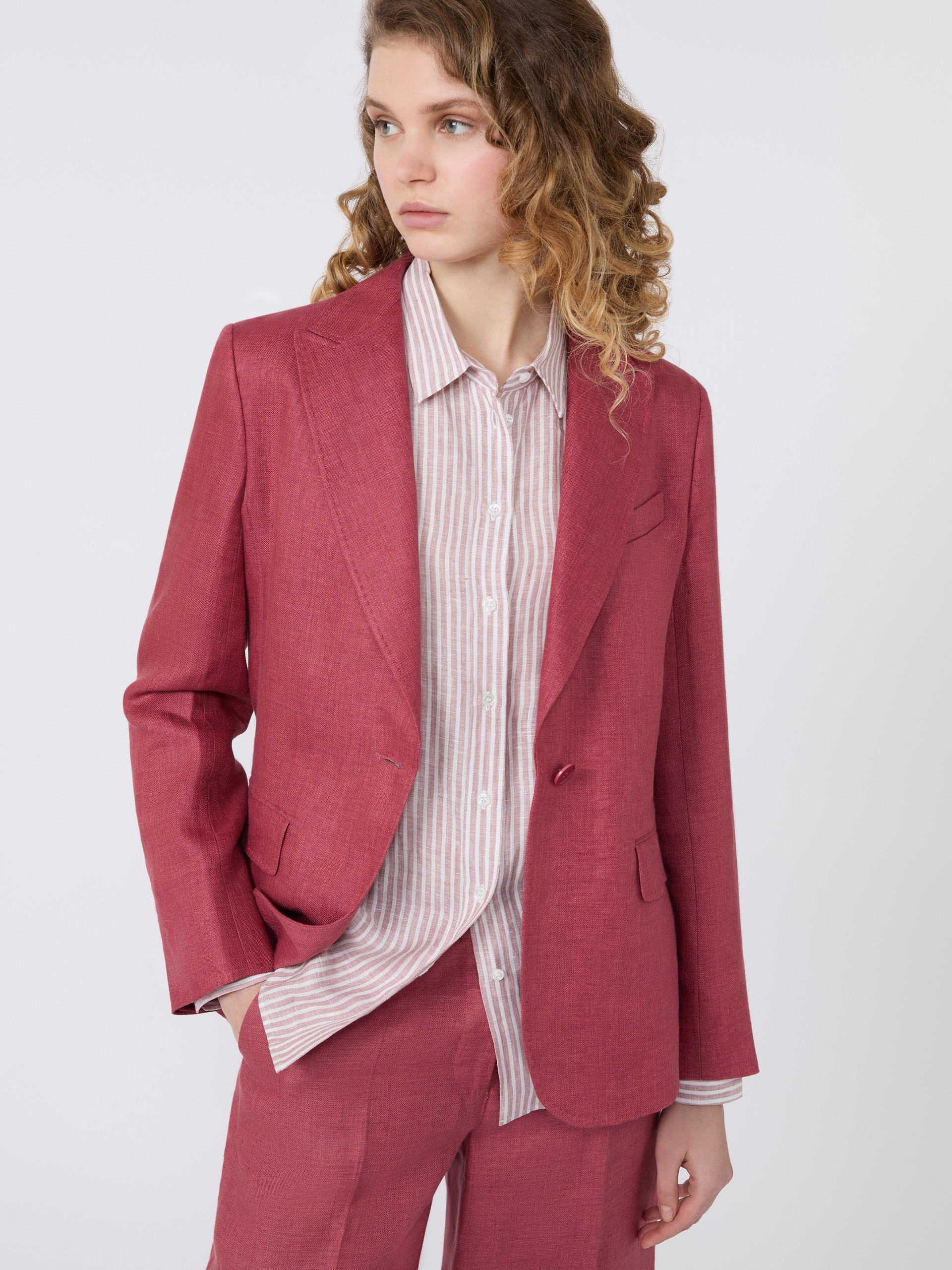 Linen canvas blazer - CHERRY - Weekend Max Mara - 4