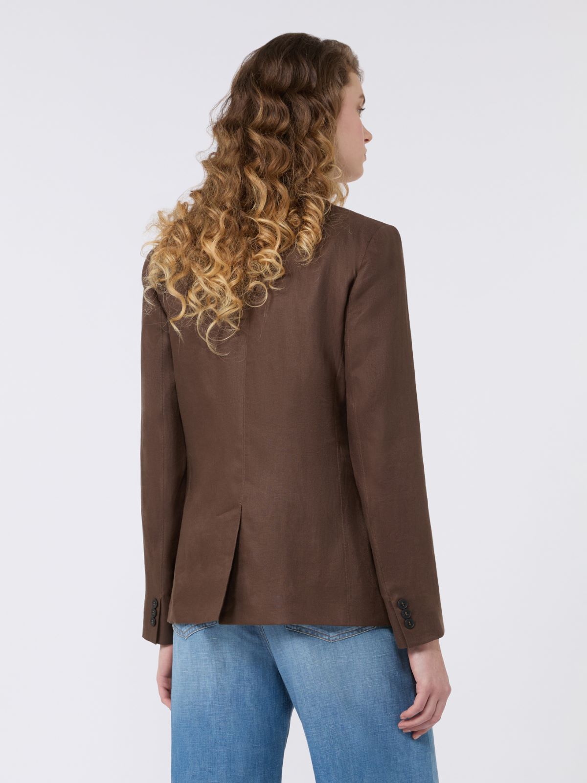 Linen canvas blazer - CHOCOLATE - Weekend - 3