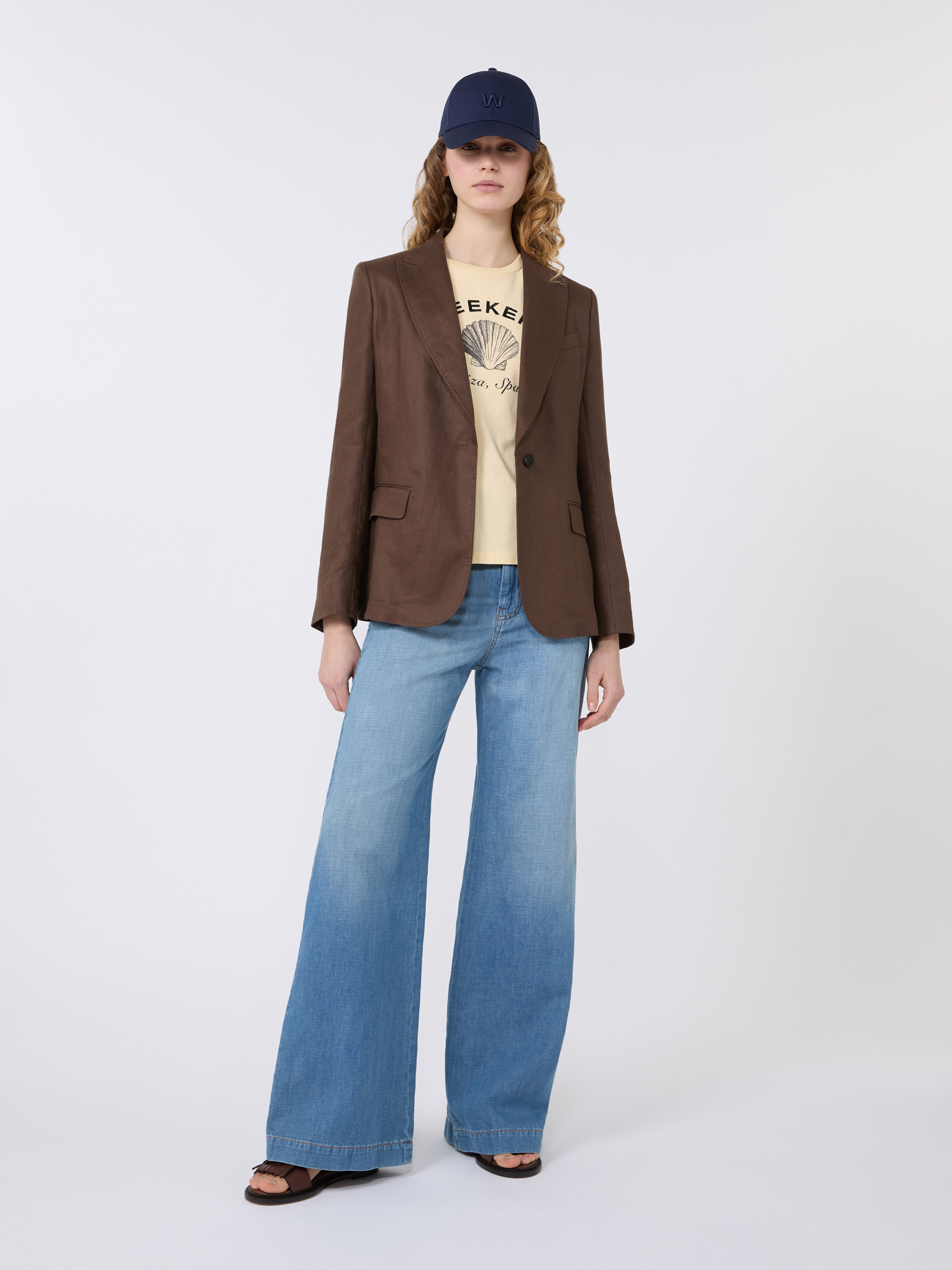 Linen canvas blazer - CHOCOLATE - Weekend Max Mara