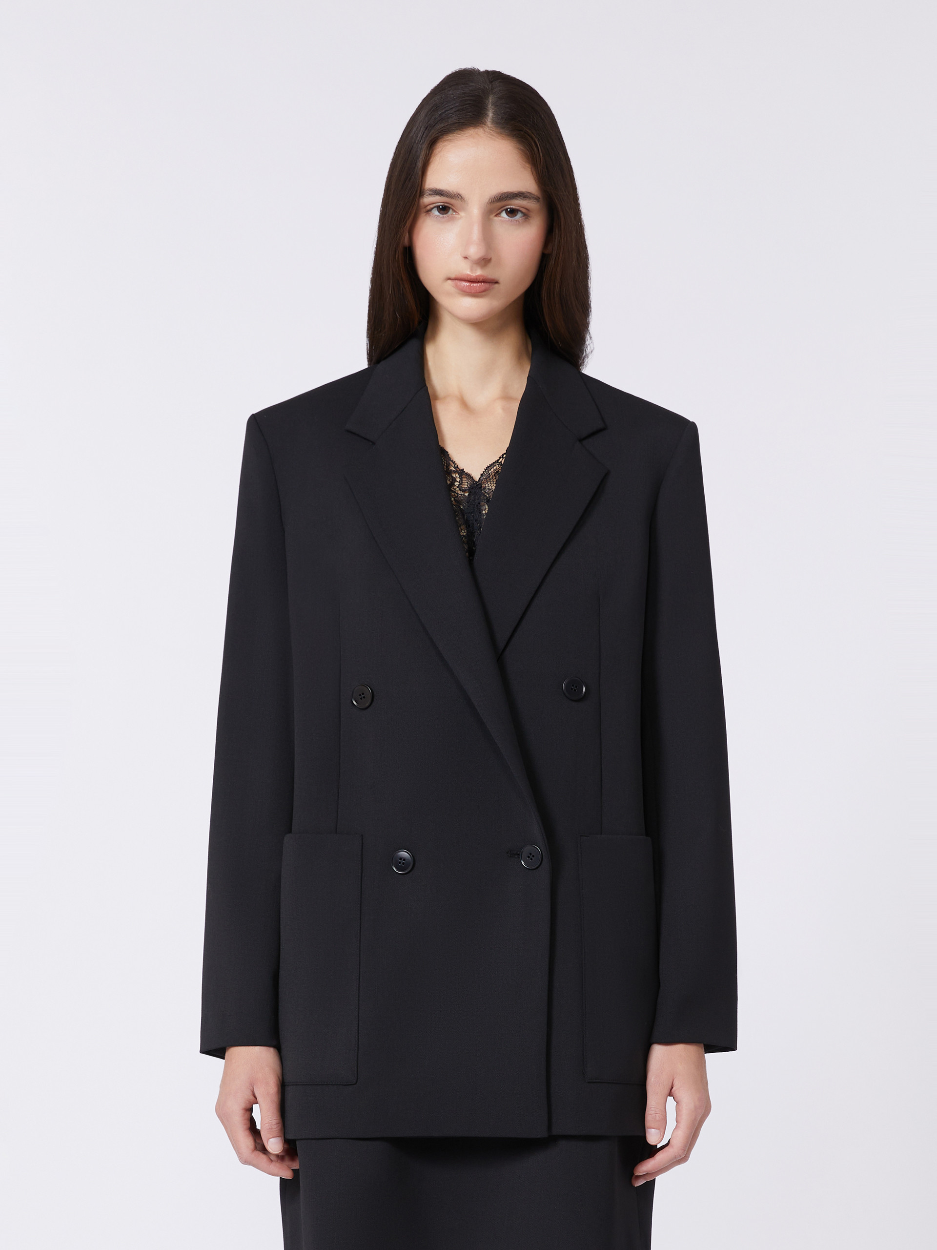 Double-breasted technical wool blazer - BLACK - Weekend Max Mara - 2