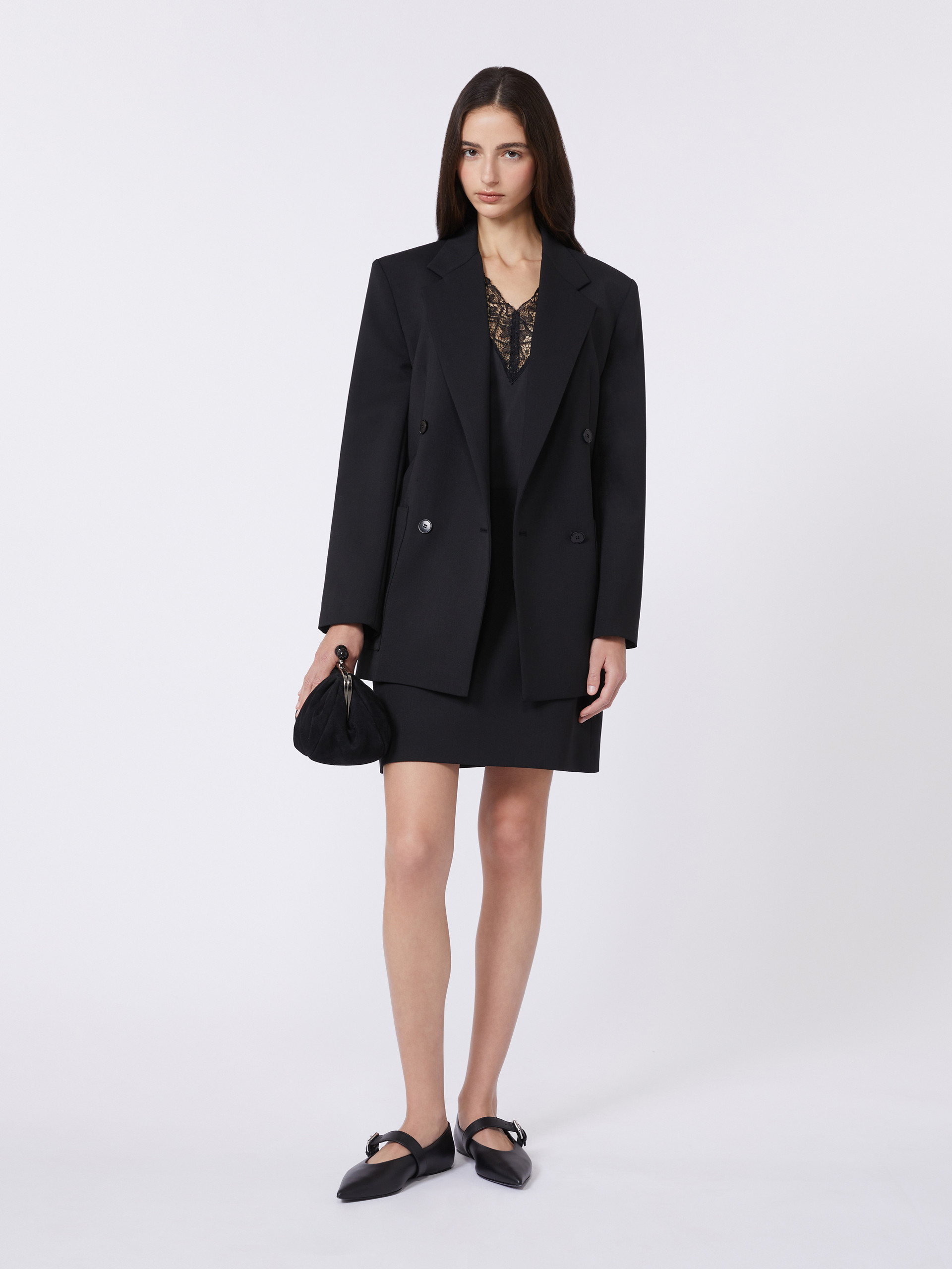 Double-breasted technical wool blazer - BLACK - Weekend Max Mara