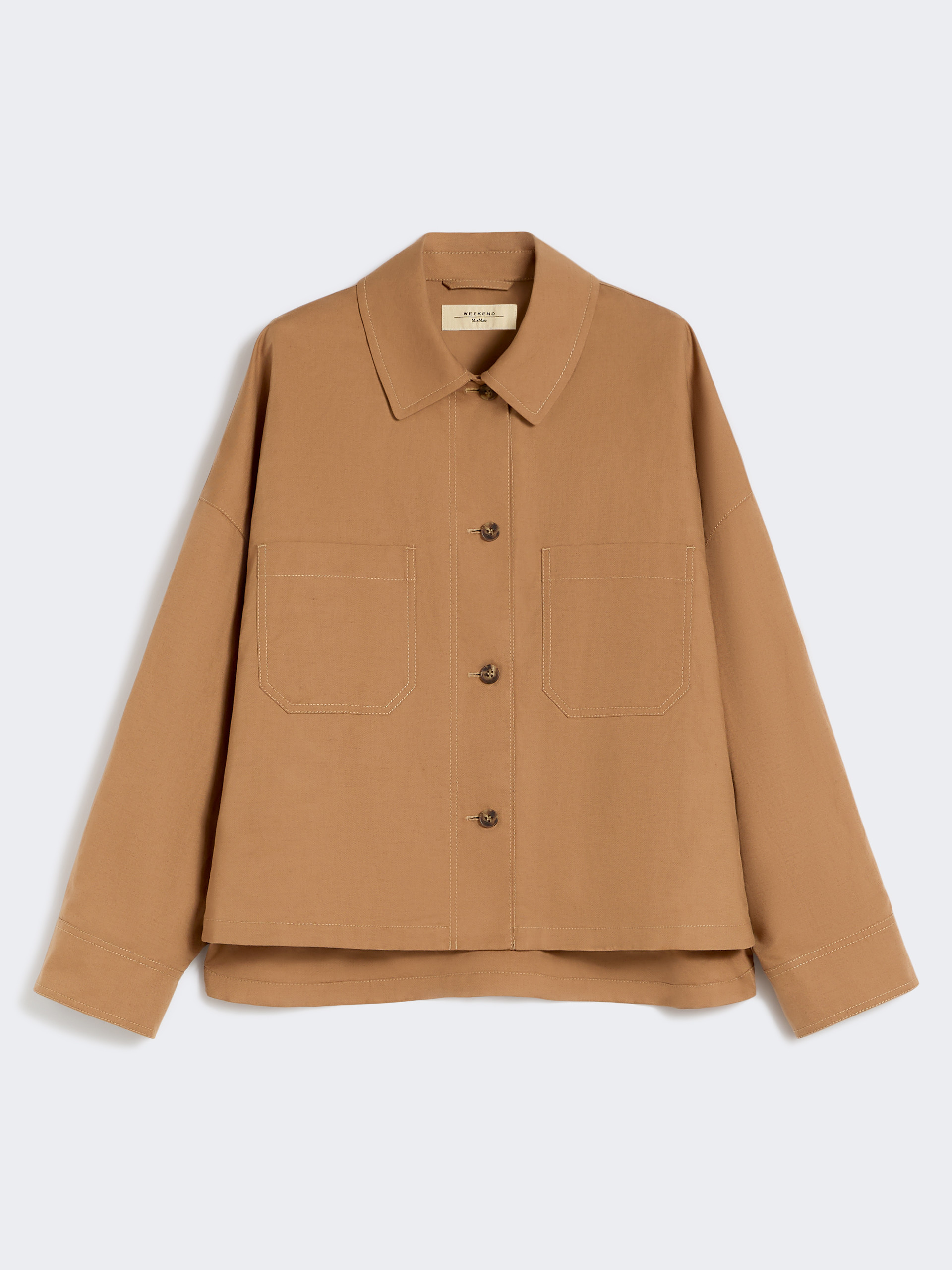 Linen and cotton basketweave oversize jacket - TOBACCO - Weekend Max Mara - 6