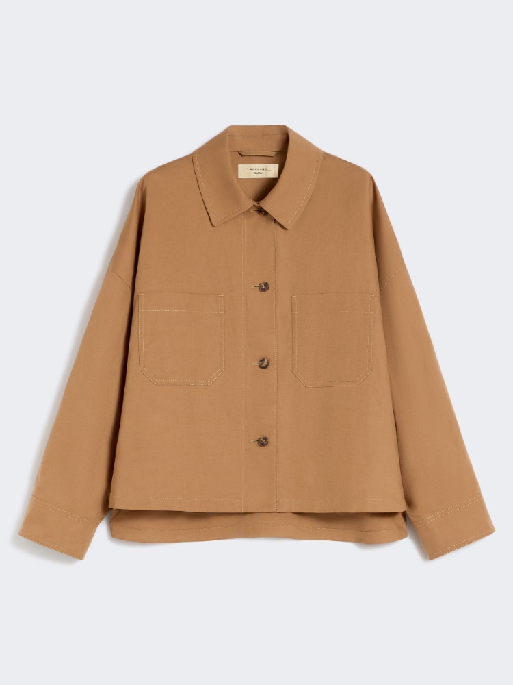 Linen and cotton basketweave oversize jacket - TOBACCO - Weekend