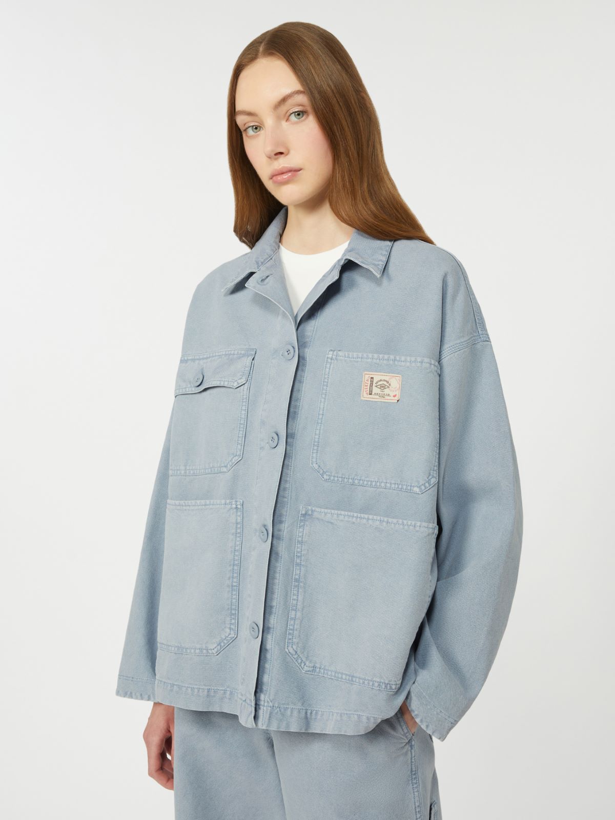 Cotton canvas workwear jacket - LIGHT BLUE - Weekend - 4