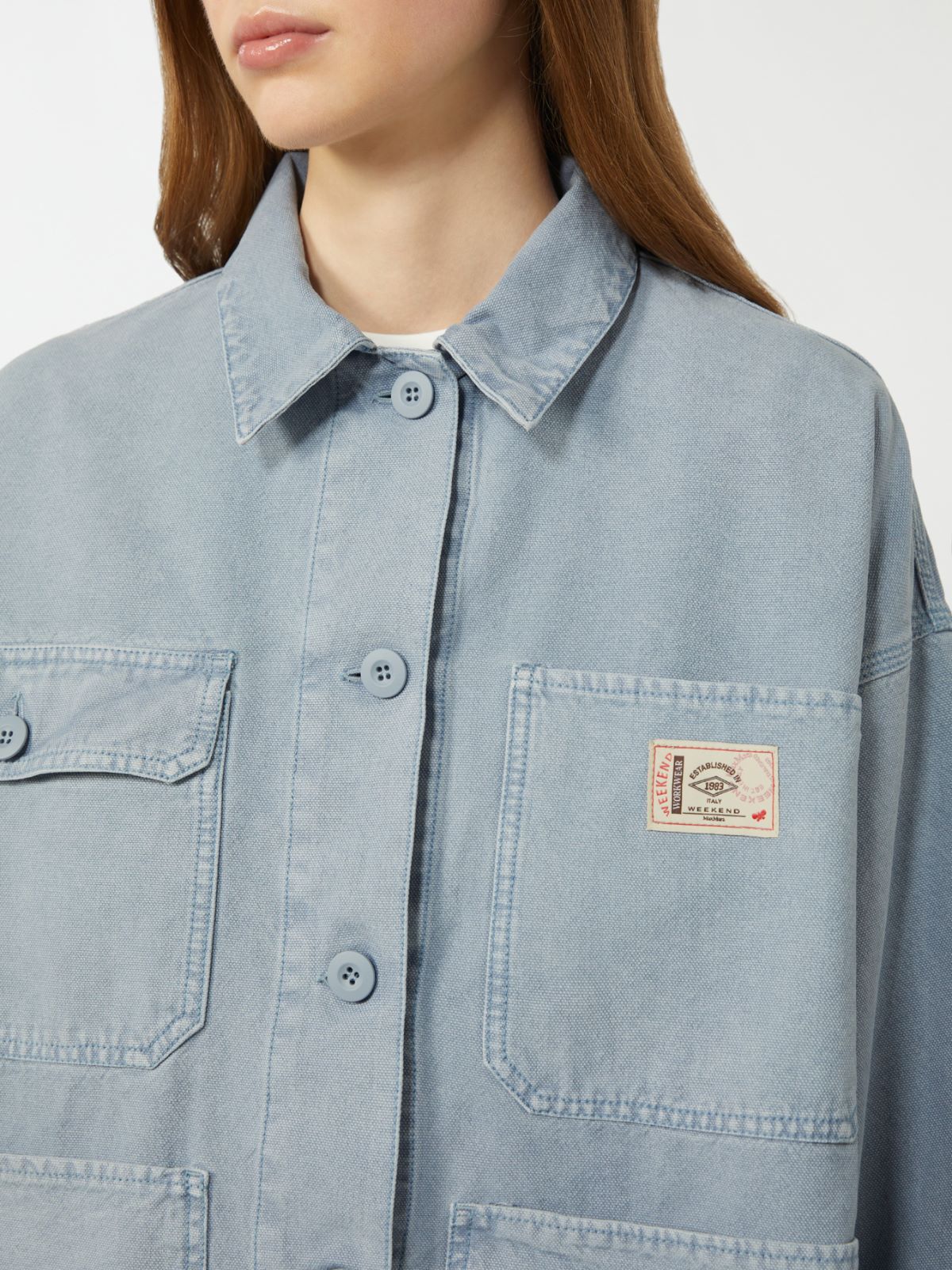 Cotton canvas workwear jacket - LIGHT BLUE - Weekend - 5