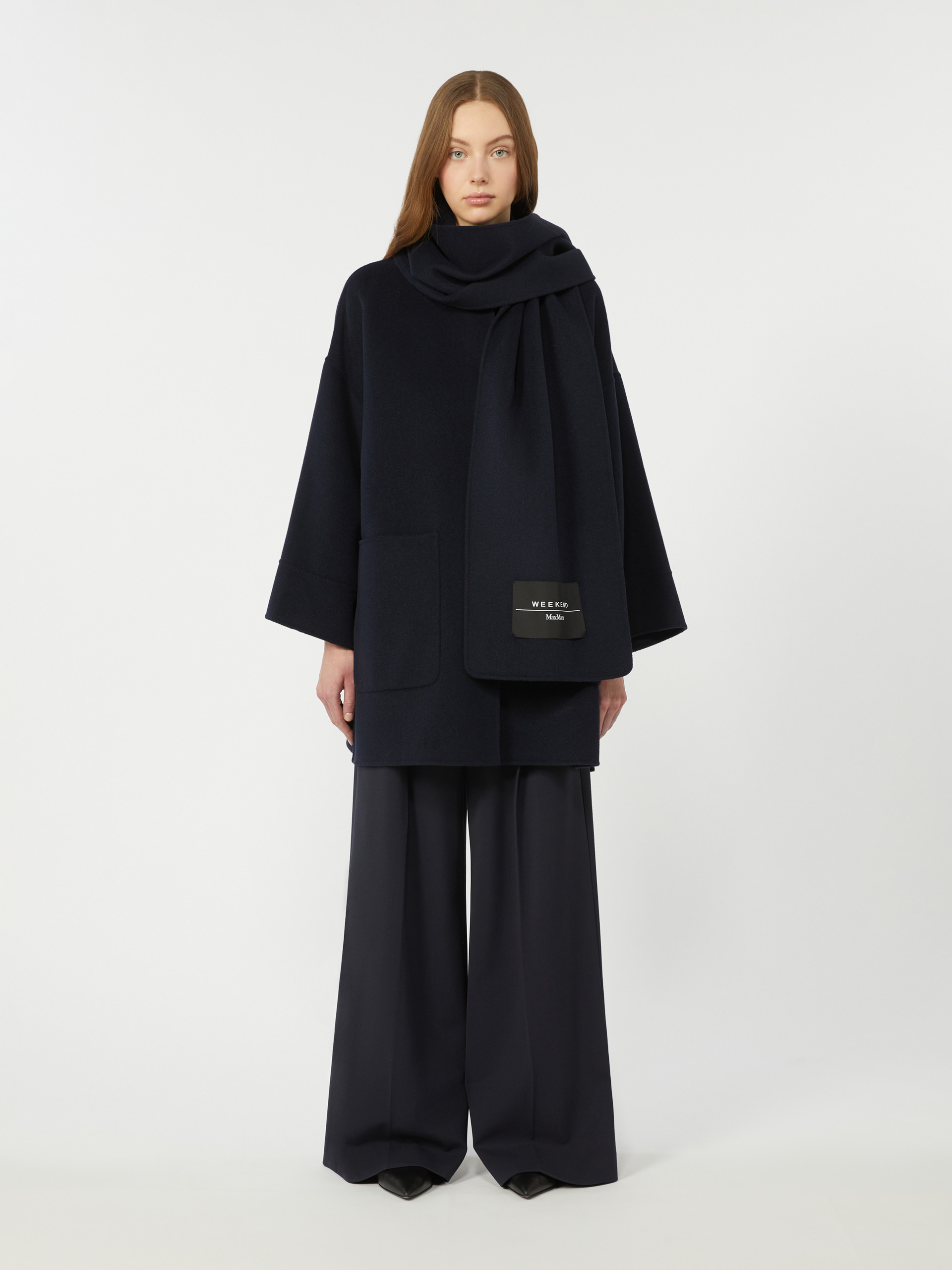 Wool-blend coat with scarf - NAVY - Weekend Max Mara - 2
