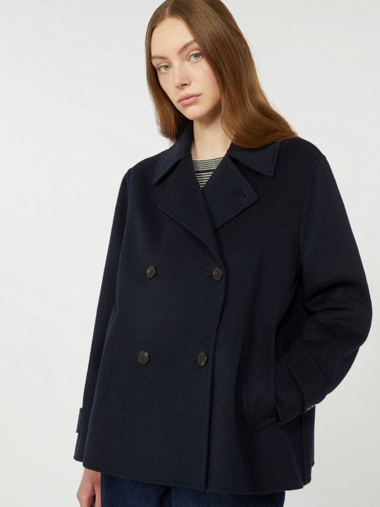 Double-breasted wool-blend pea coat - NAVY - Weekend