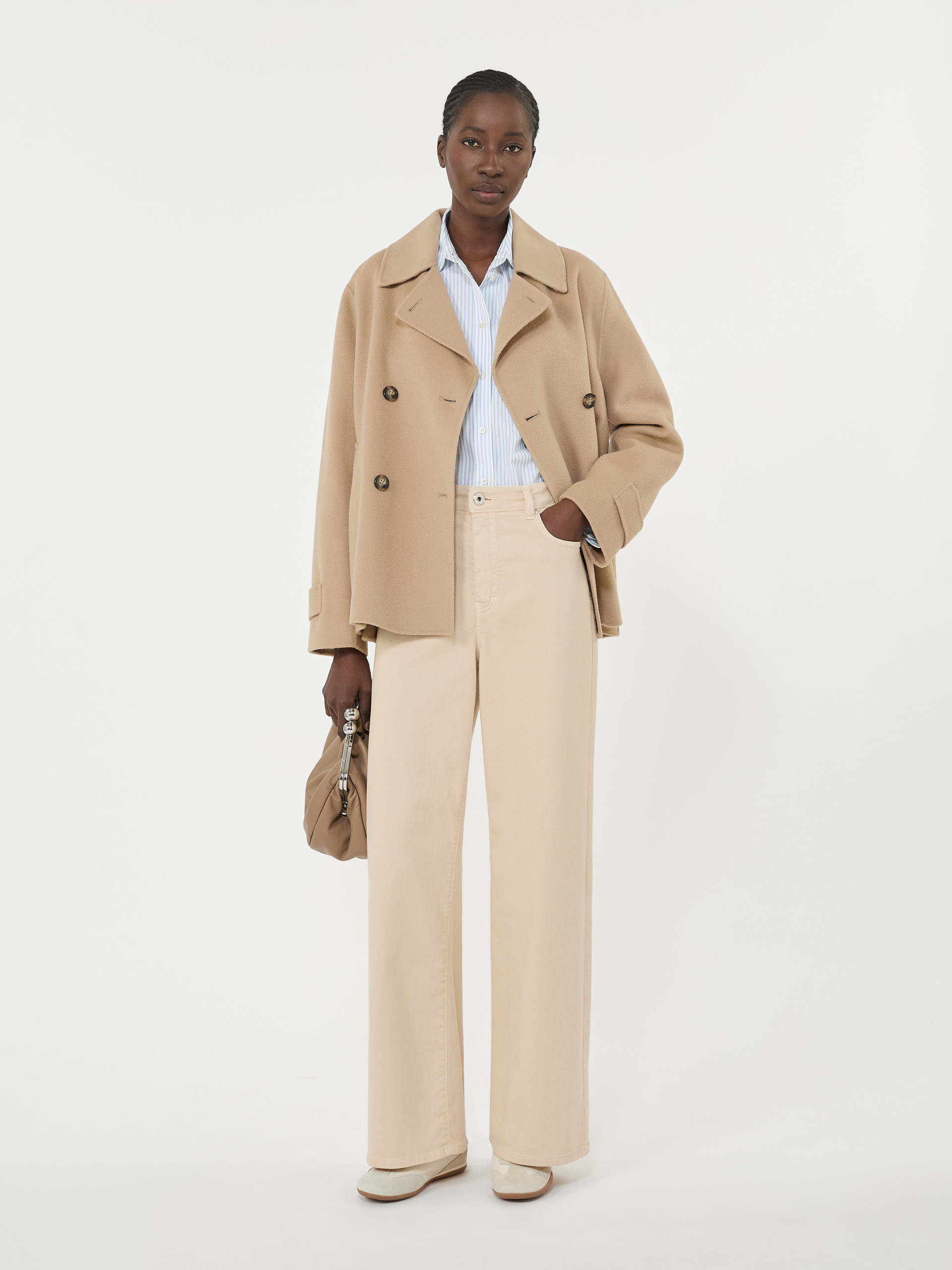 Double-breasted wool-blend pea coat, camel | Weekend Max Mara