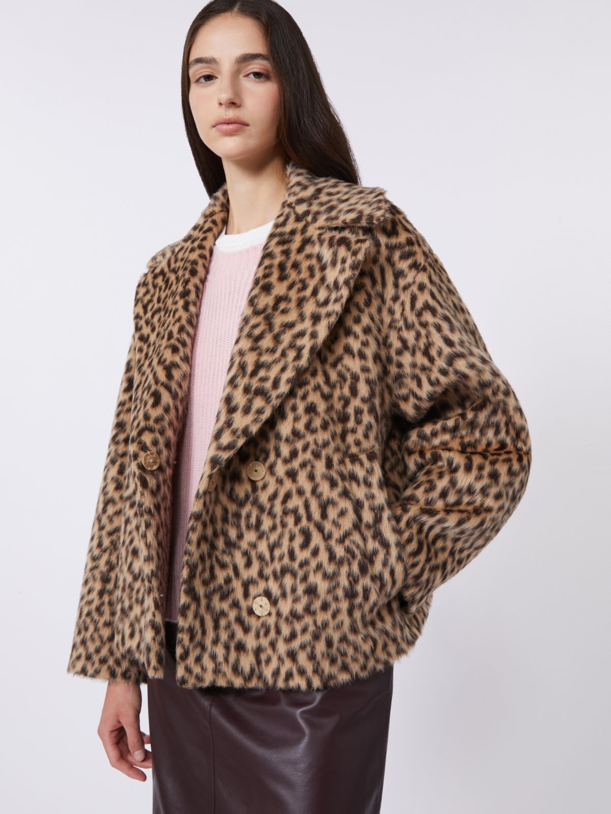 Patterned wool-blend pea coat - CAMEL - Weekend - 4