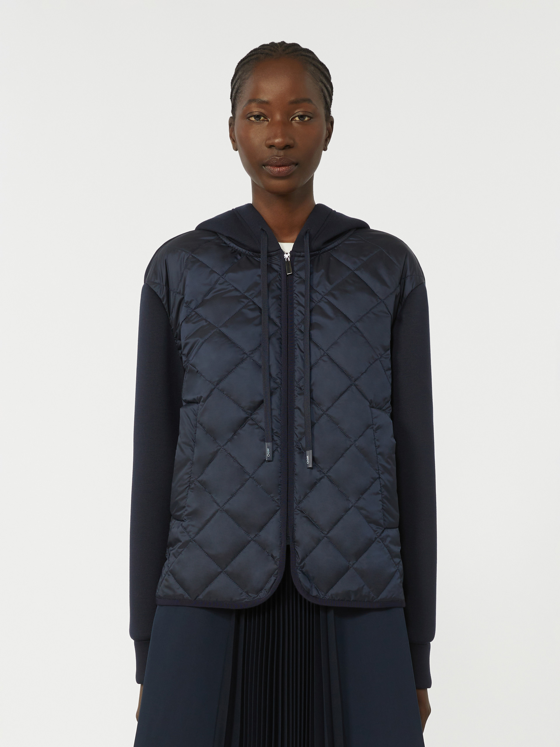 Padded, hooded jacket in water-repellent canvas and jersey - NAVY - Weekend Max Mara - 2