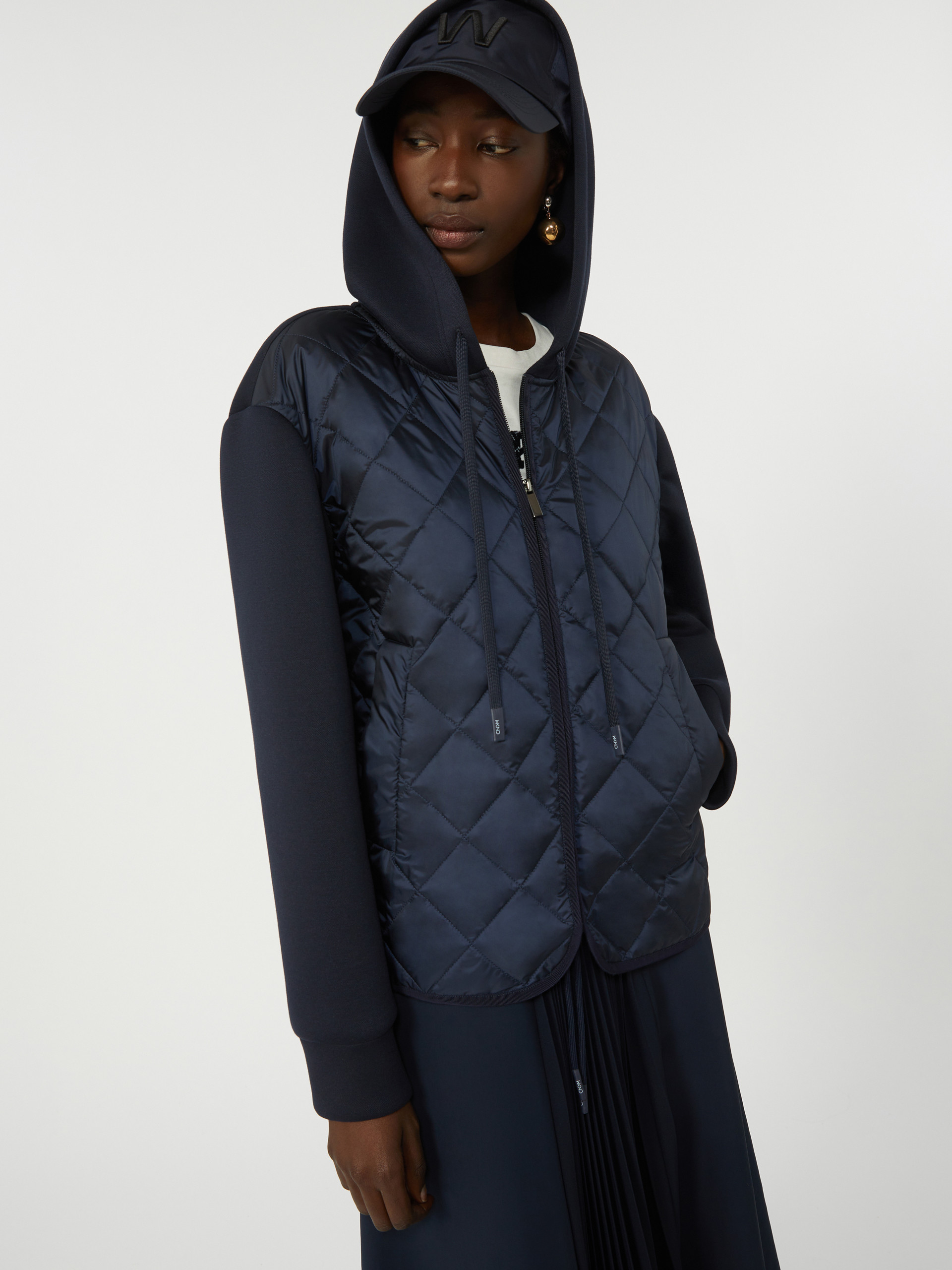 Padded, hooded jacket in water-repellent canvas and jersey - NAVY - Weekend Max Mara - 4