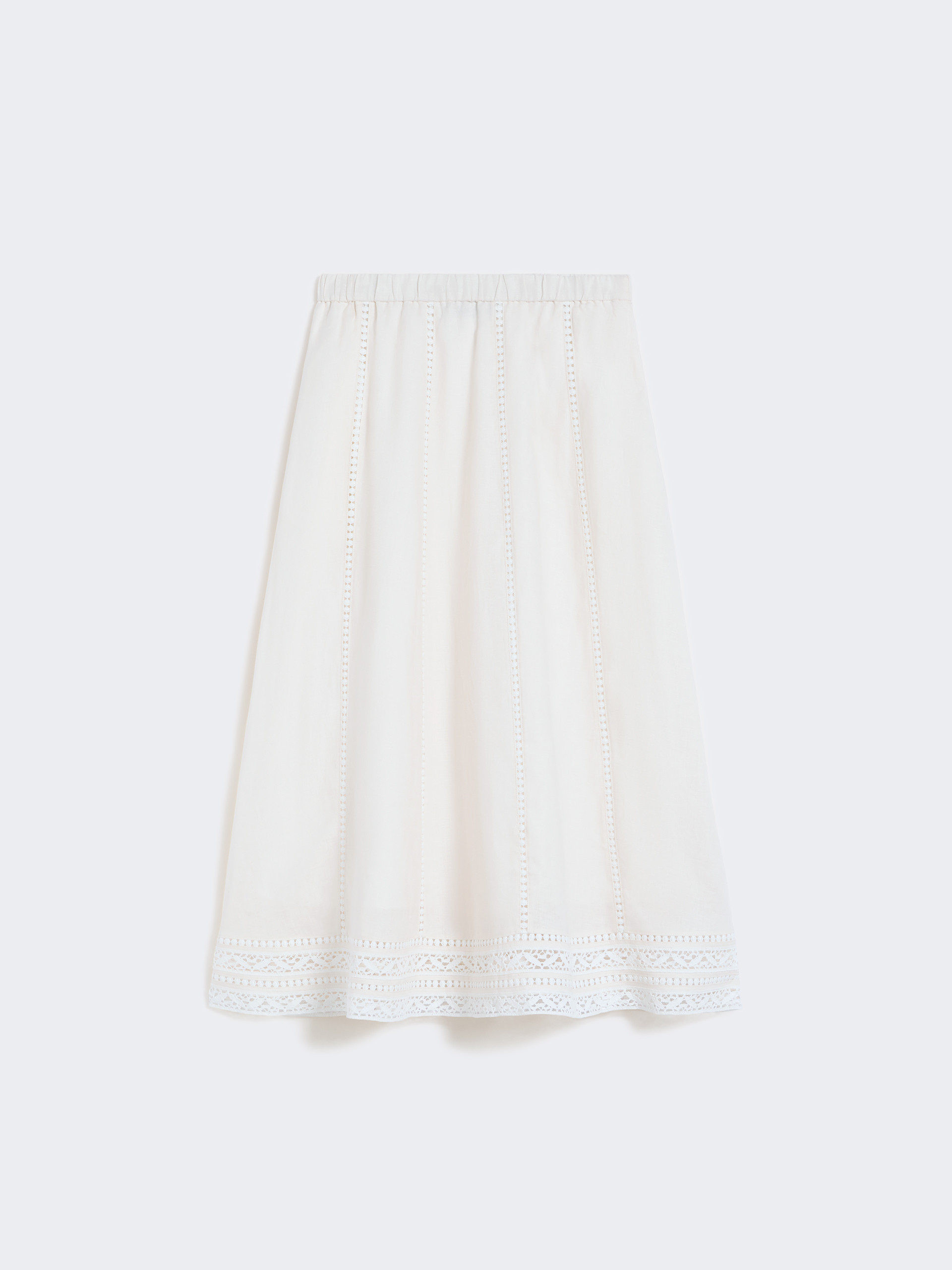 Linen skirt with à jour embroidery - ECRU - Weekend Max Mara - 5