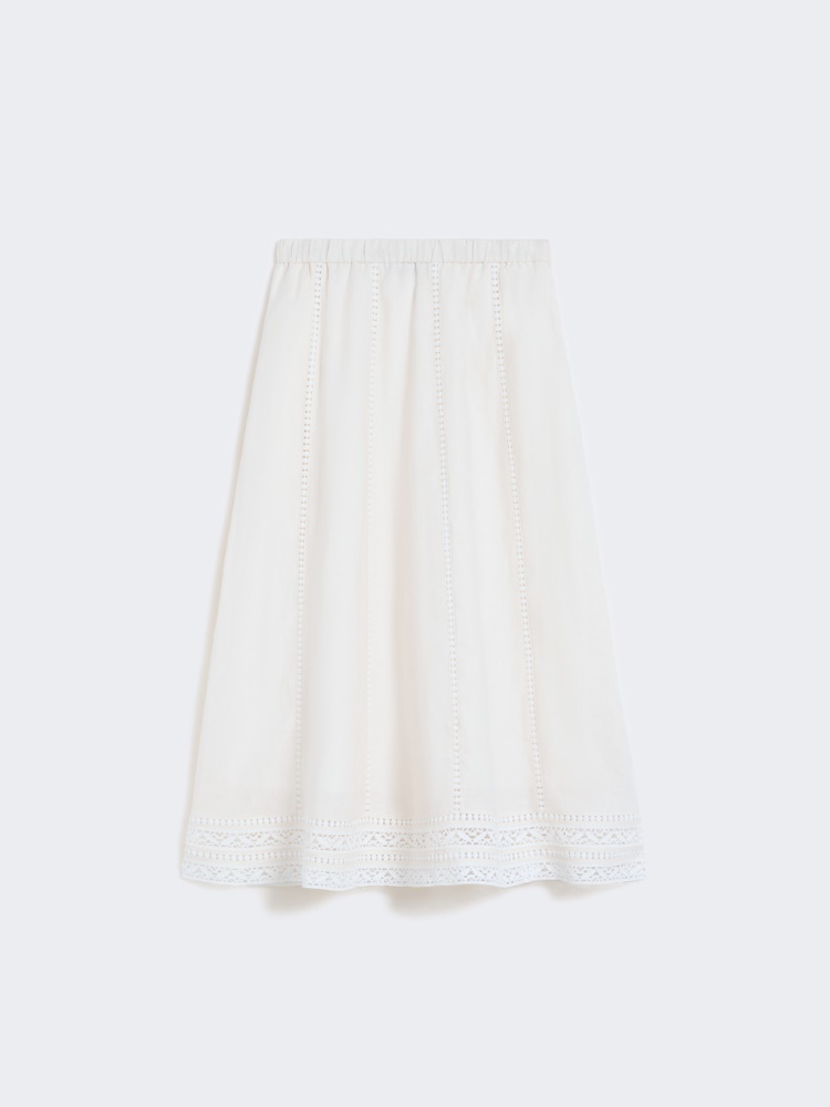 Linen skirt with à jour embroidery - ECRU - Weekend