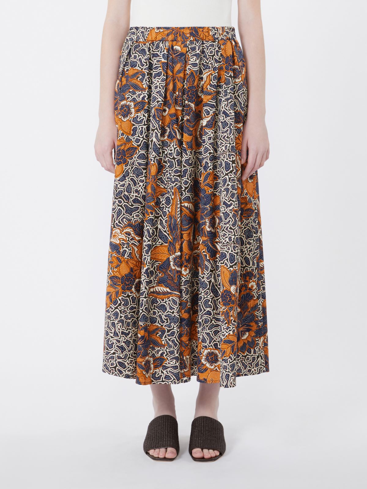 Printed poplin pleated skirt - NAVY - Weekend - 2