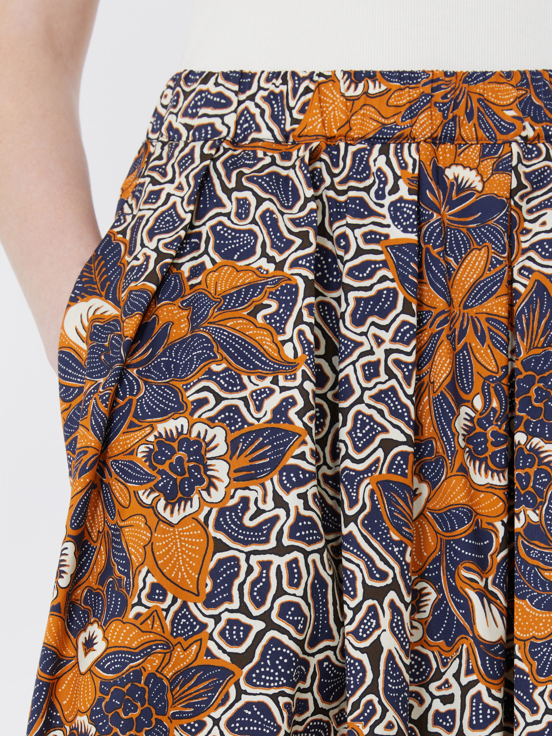 Printed poplin pleated skirt - NAVY - Weekend Max Mara - 4