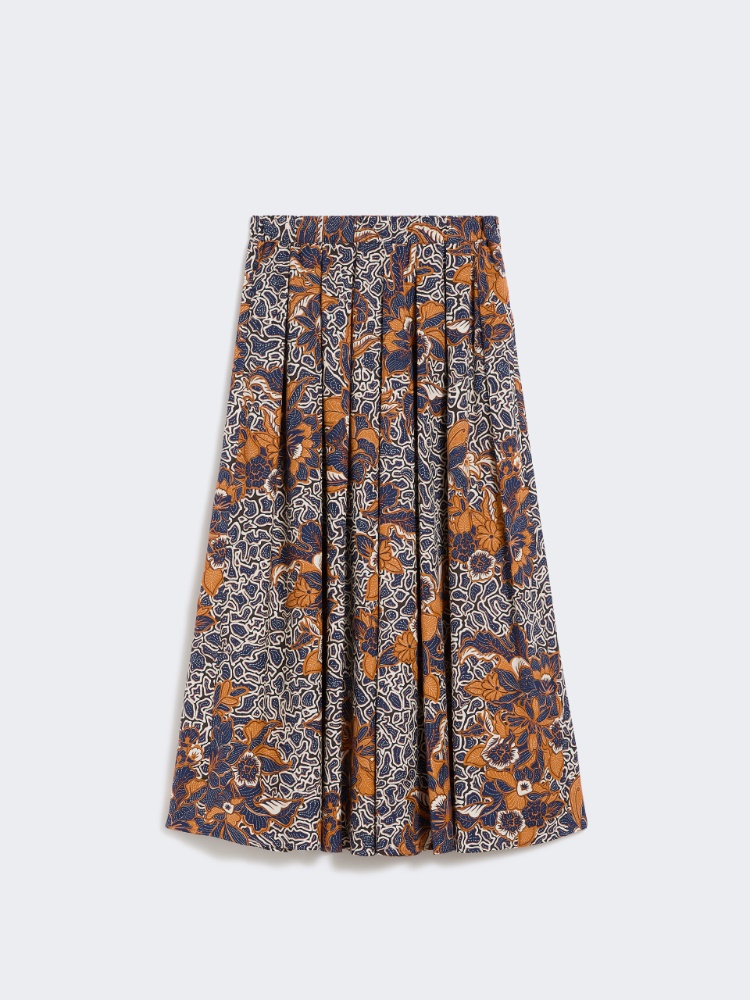 Printed poplin pleated skirt - NAVY - Weekend