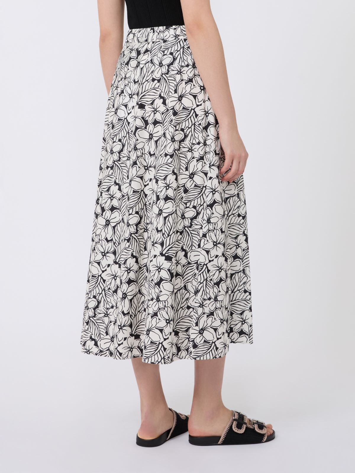 Printed poplin pleated skirt - BLACK - Weekend - 3