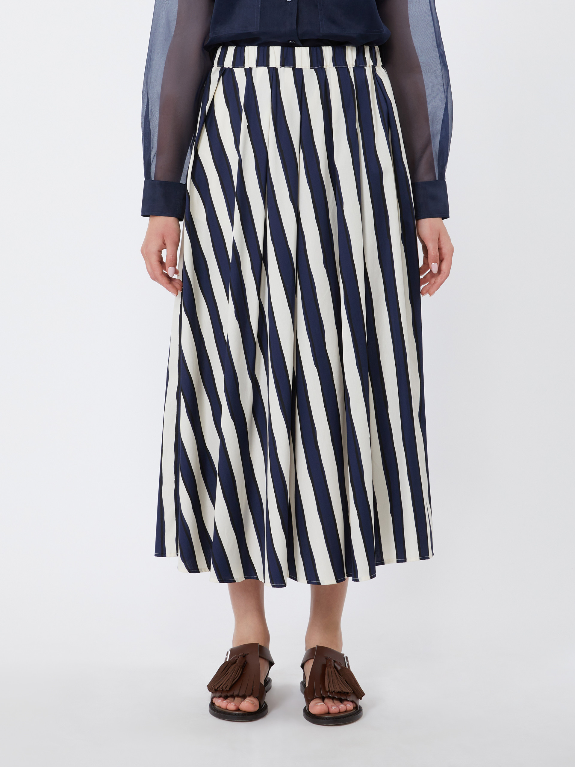 Printed poplin pleated skirt - NAVY - Weekend Max Mara - 2