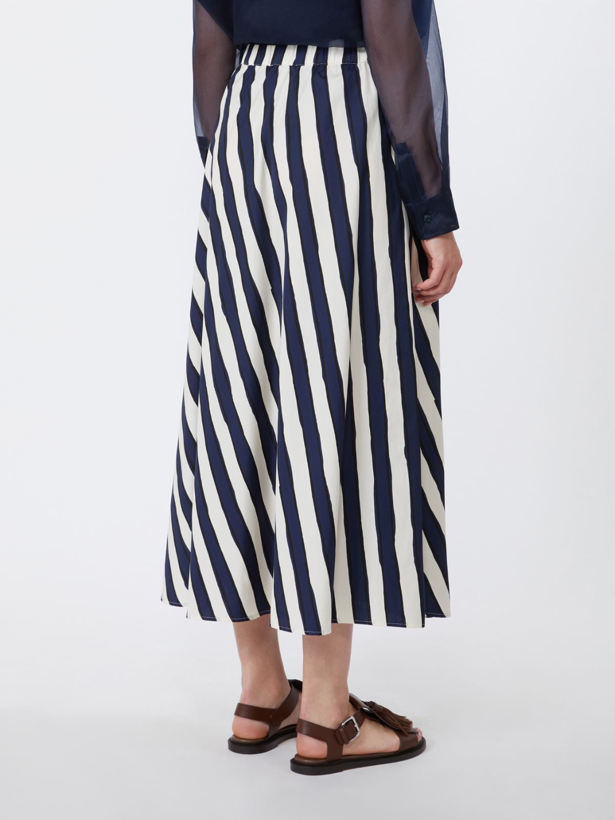 Printed poplin pleated skirt - NAVY - Weekend - 3