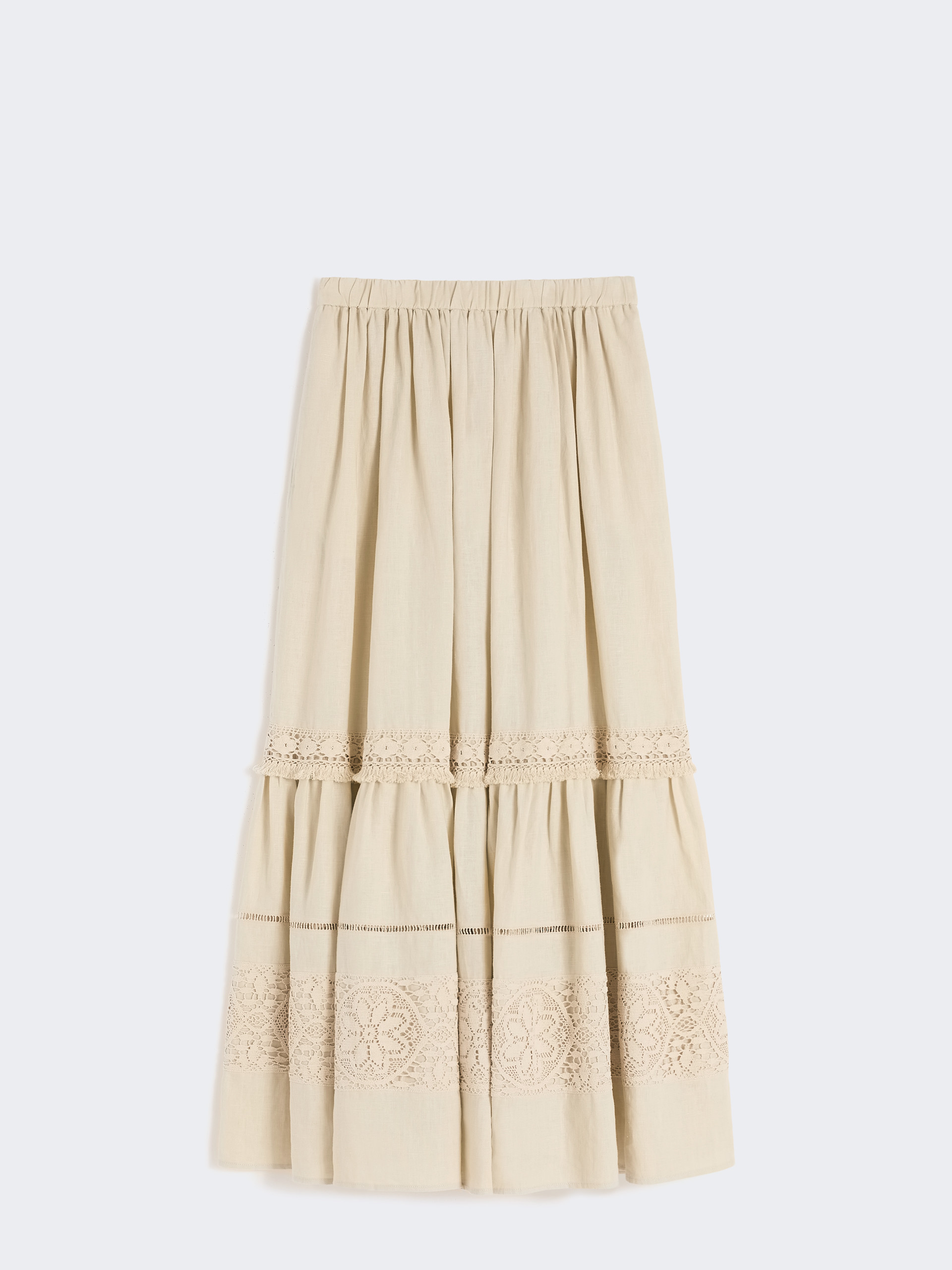 Long linen fabric skirt - SAND - Weekend Max Mara - 5