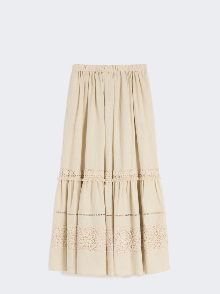 - Long linen fabric skirt - SAND - Weekend - 2