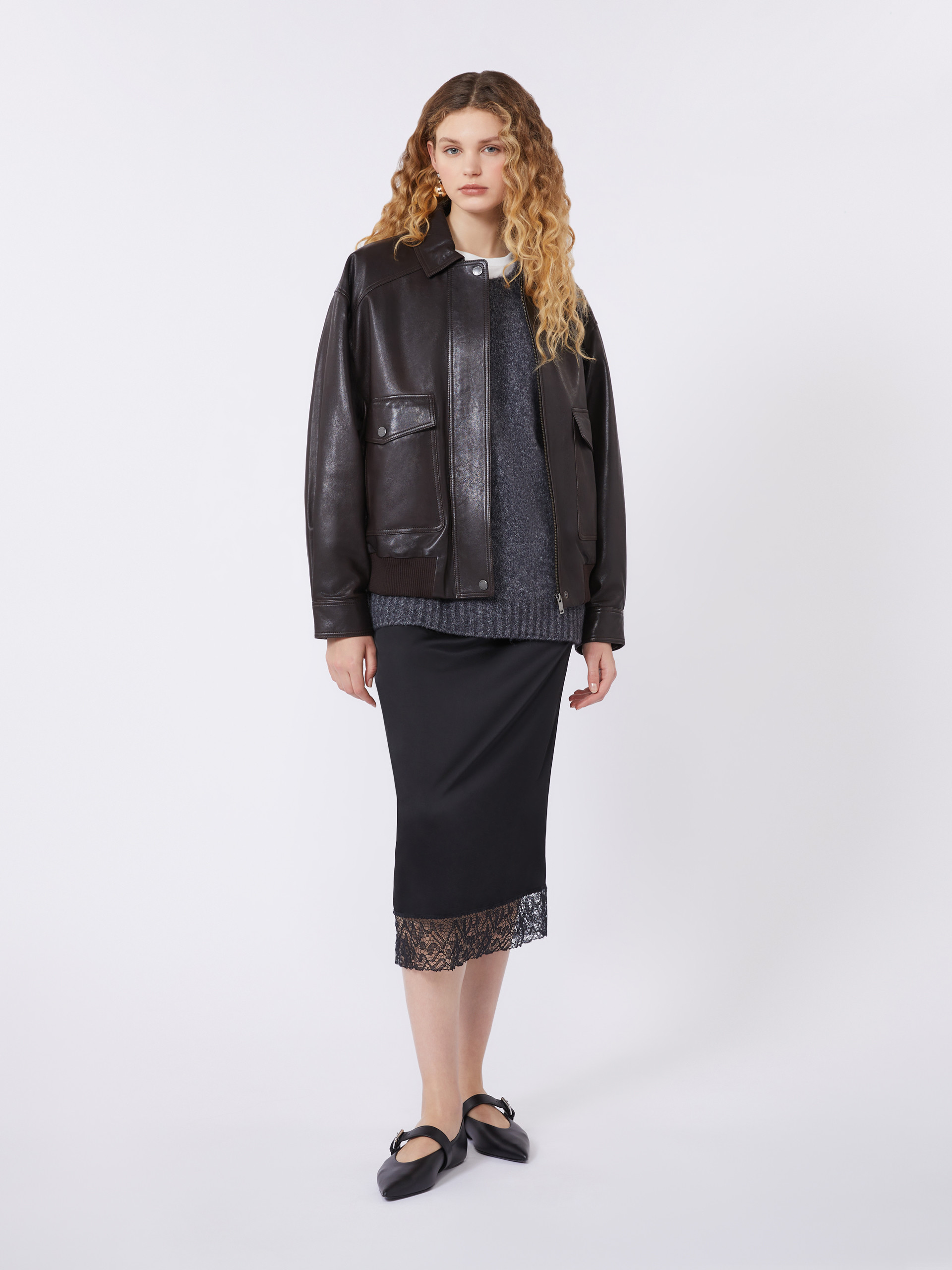Washed satin skirt - BLACK - Weekend Max Mara