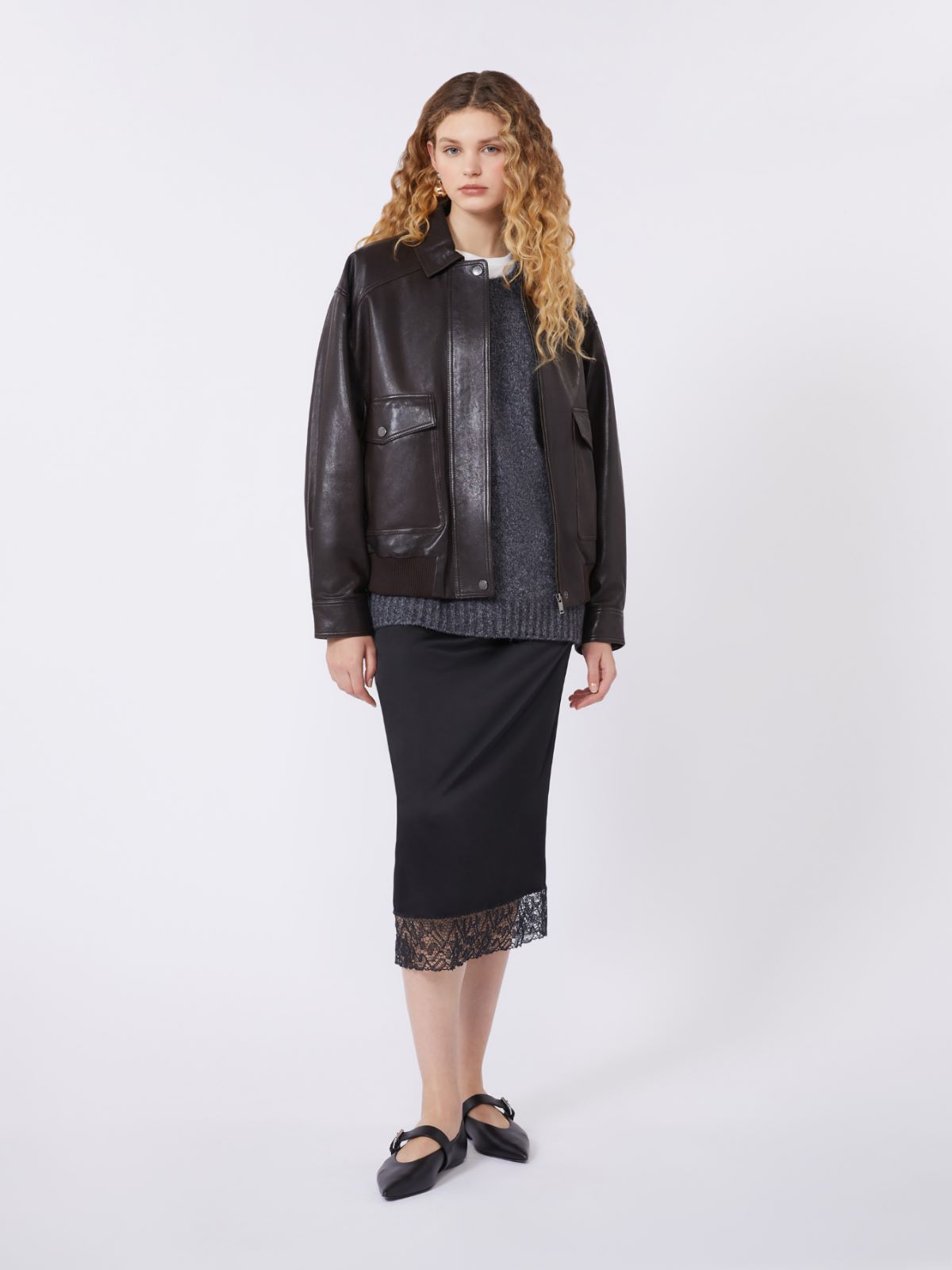 Washed satin skirt - BLACK - Weekend