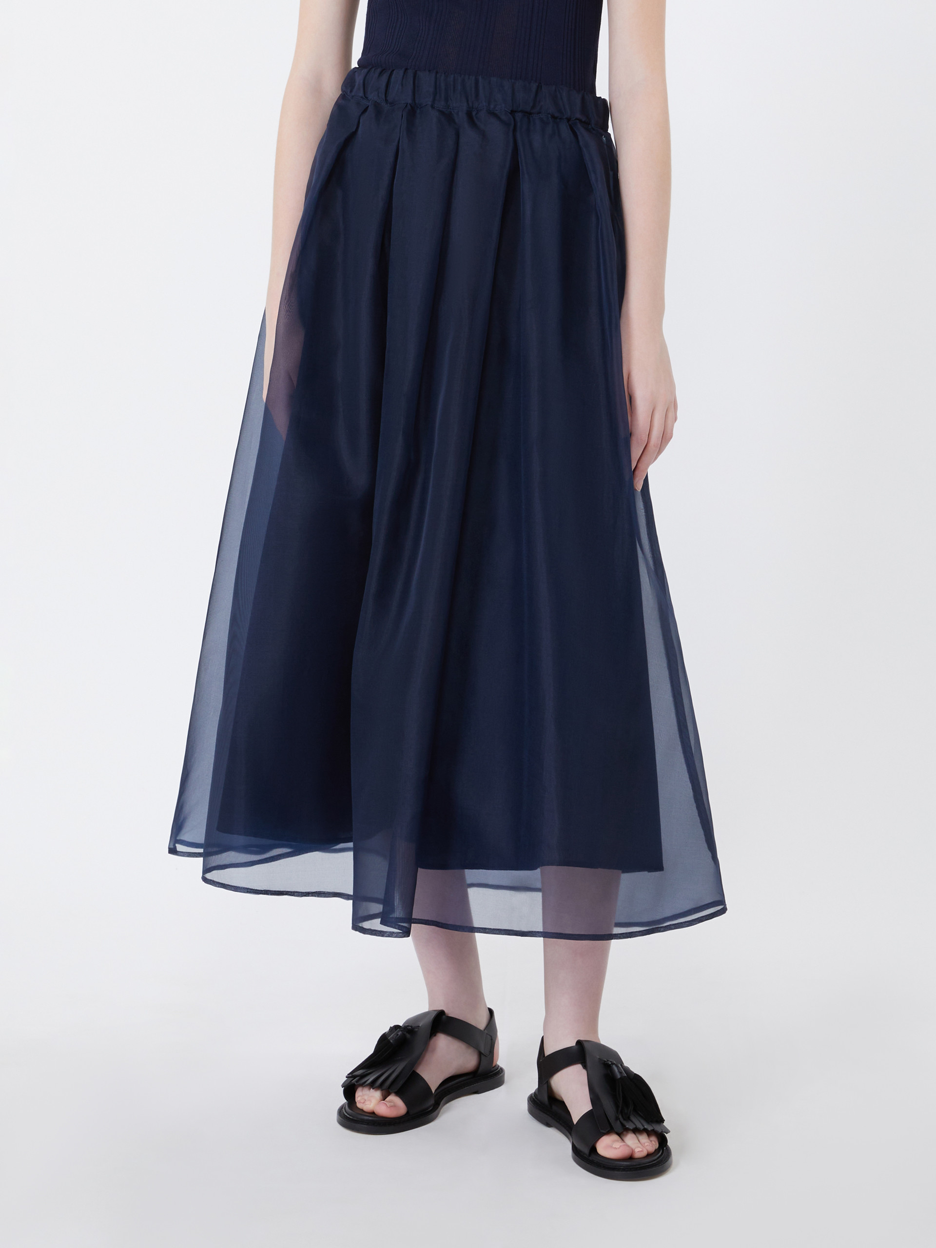 Pleated silk organza skirt - NAVY - Weekend Max Mara - 2