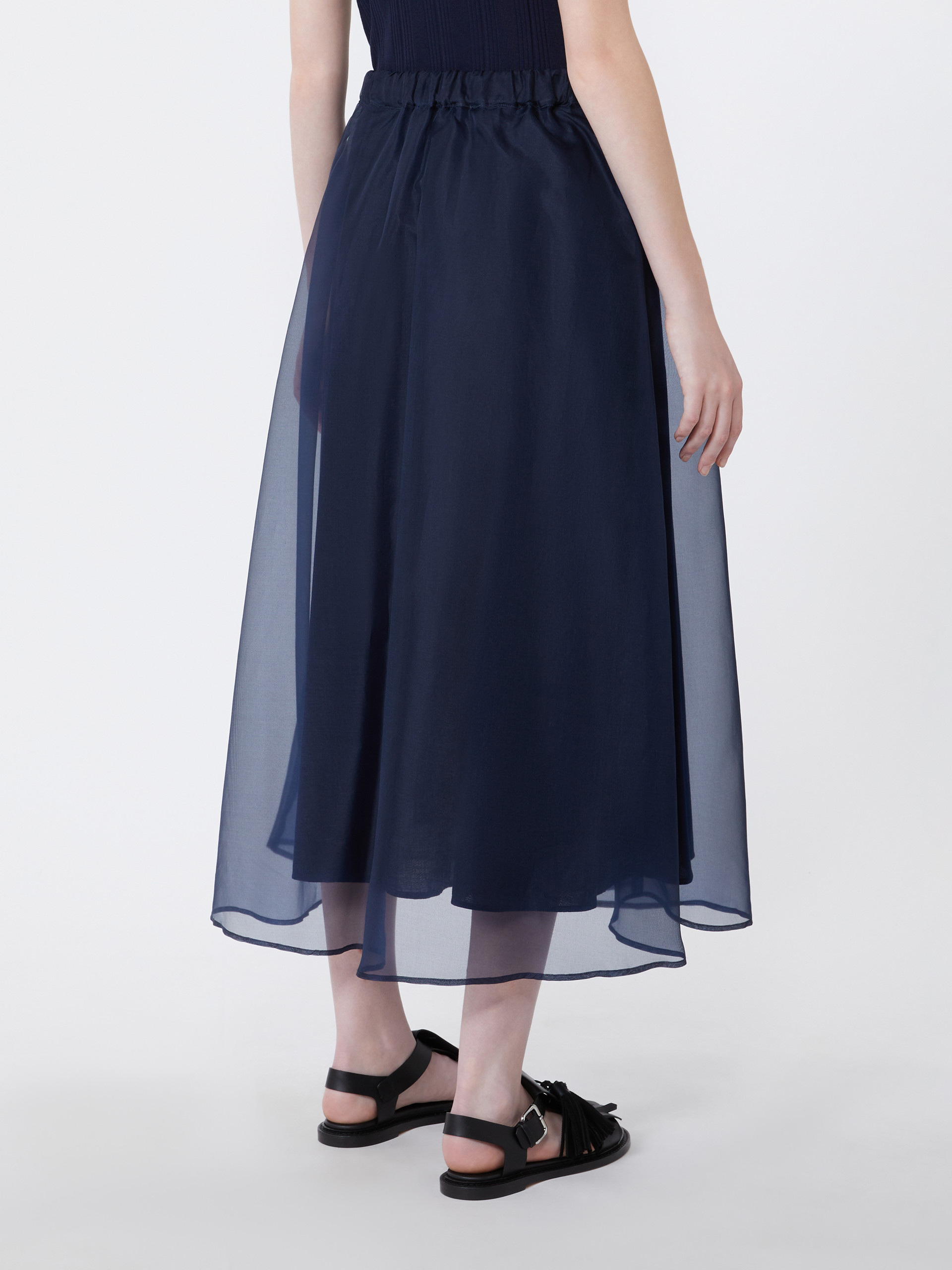 Pleated silk organza skirt - NAVY - Weekend Max Mara - 3