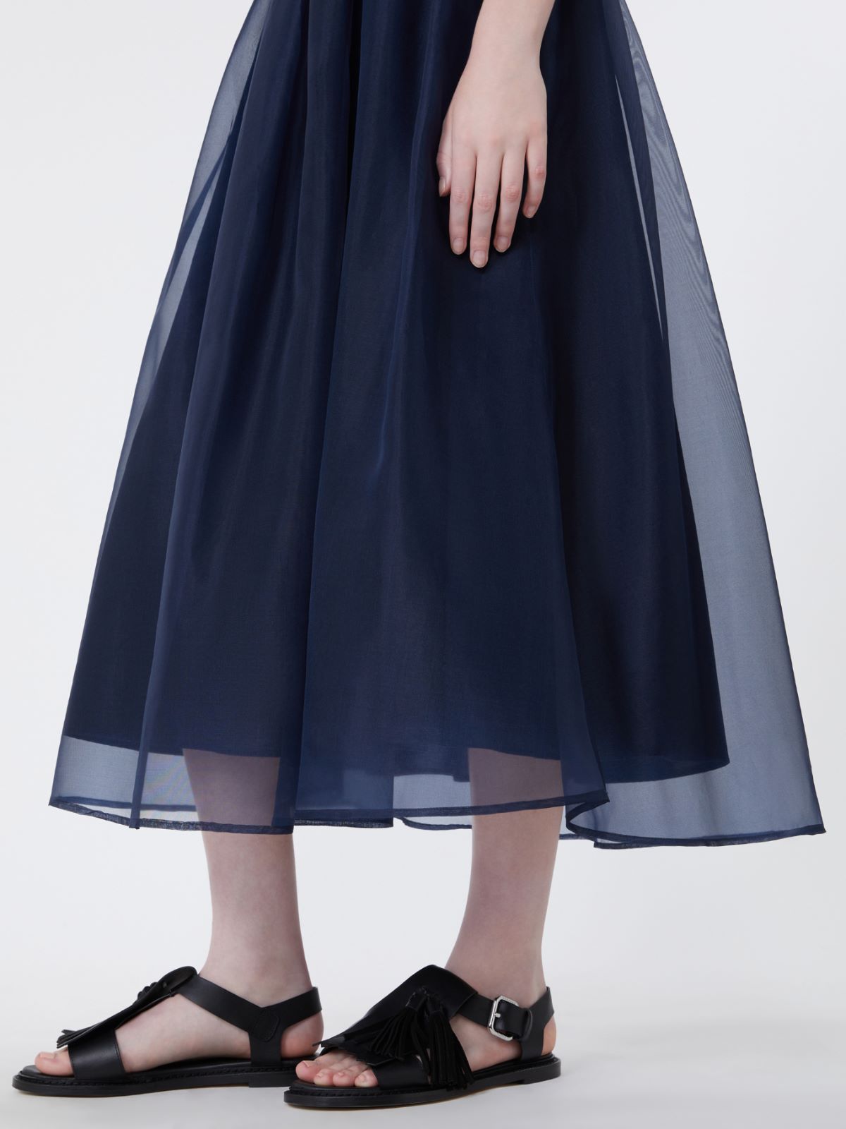 Pleated silk organza skirt - NAVY - Weekend - 4