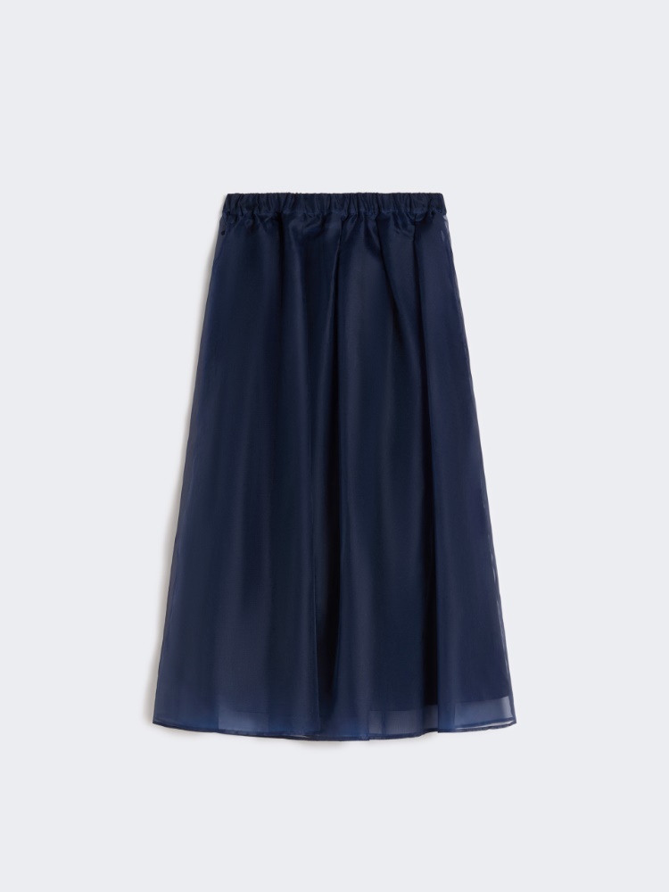 Pleated silk organza skirt - NAVY - Weekend - 2