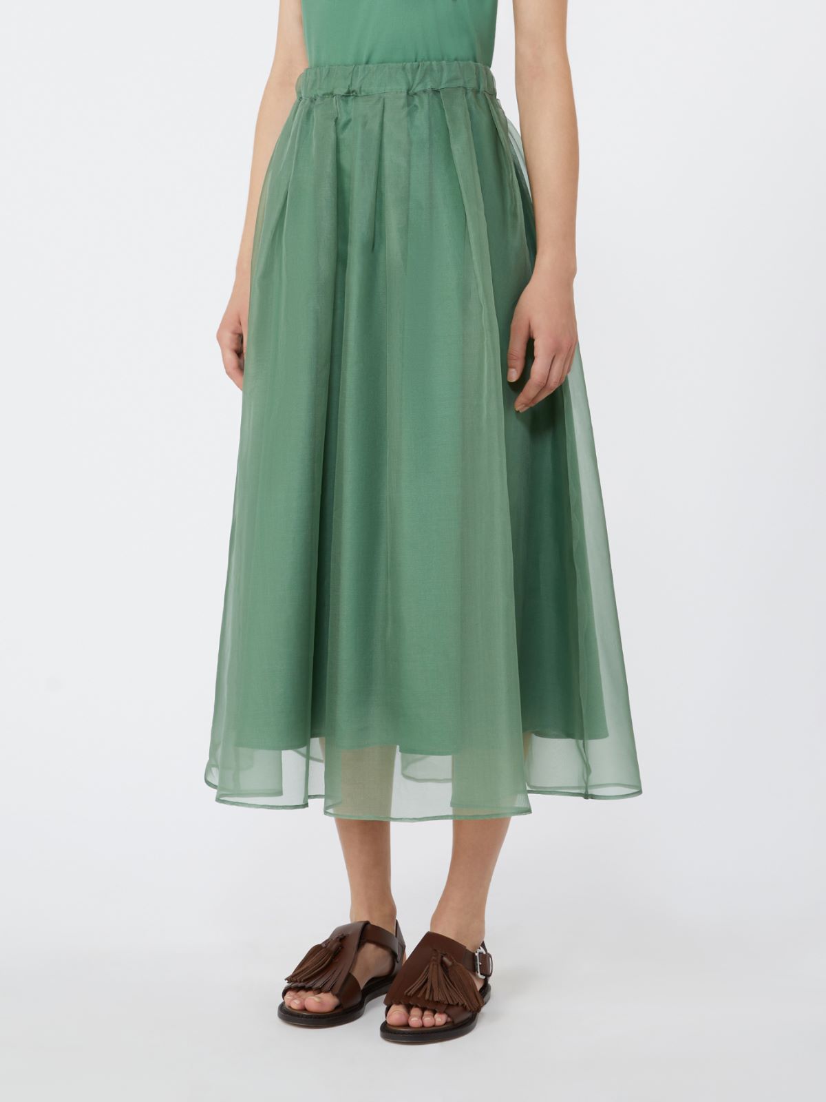 Pleated silk organza skirt - GREEN - Weekend - 2