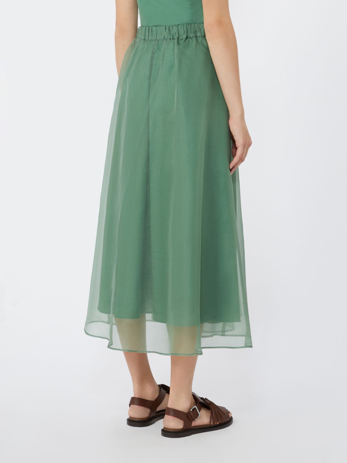 Pleated silk organza skirt - GREEN - Weekend - 3