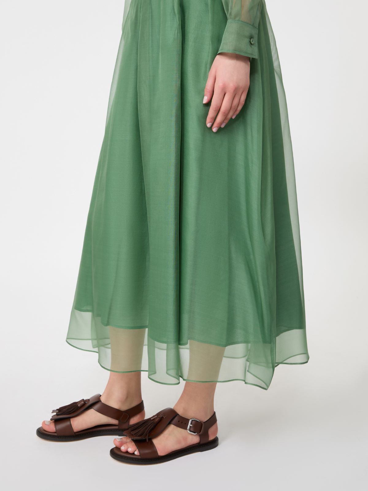 Pleated silk organza skirt - GREEN - Weekend - 4