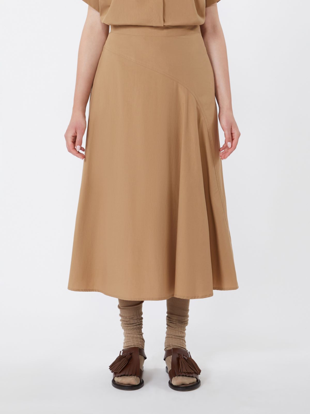Cotton-poplin skirt - TOBACCO - Weekend - 2