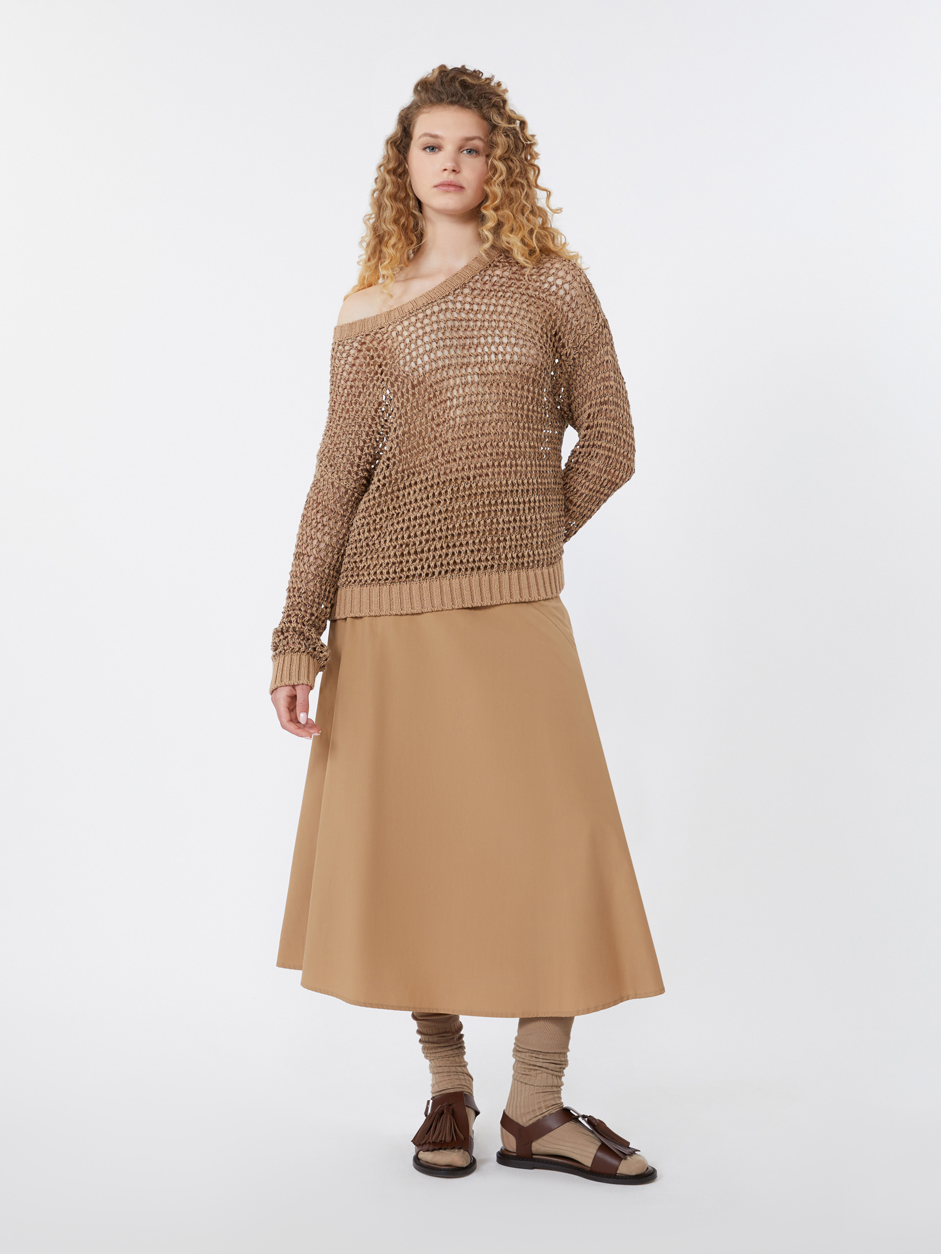 Cotton-poplin skirt - TOBACCO - Weekend Max Mara