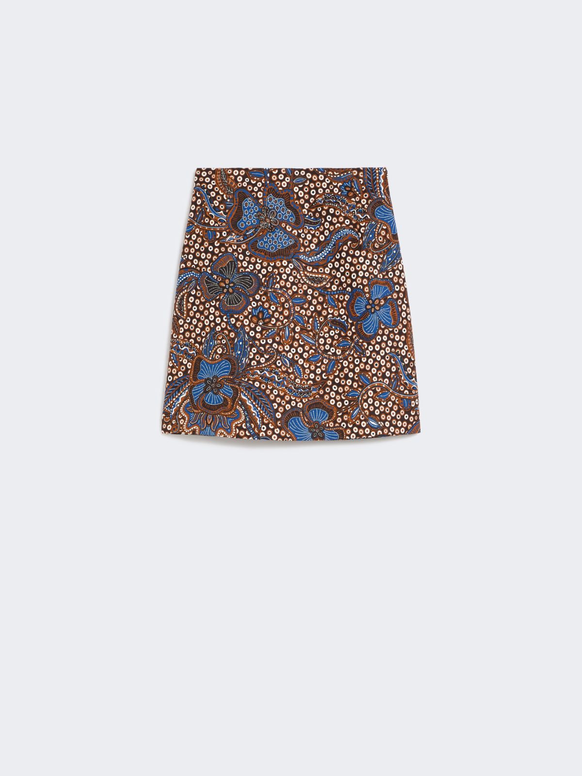 Printed stretch cotton short skirt - TOBACCO - Weekend - 4