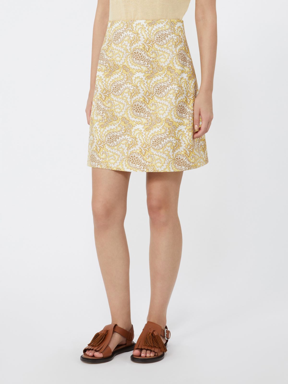 Printed stretch cotton short skirt - LIGHT YELLOW - Weekend - 2