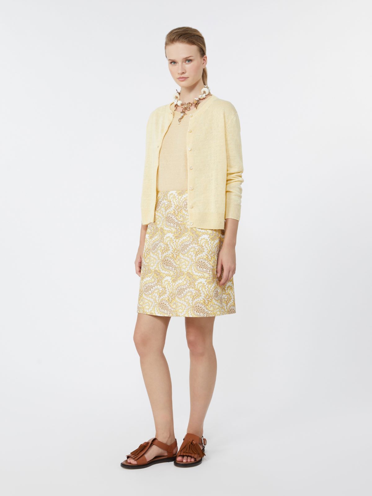 Printed stretch cotton short skirt - LIGHT YELLOW - Weekend