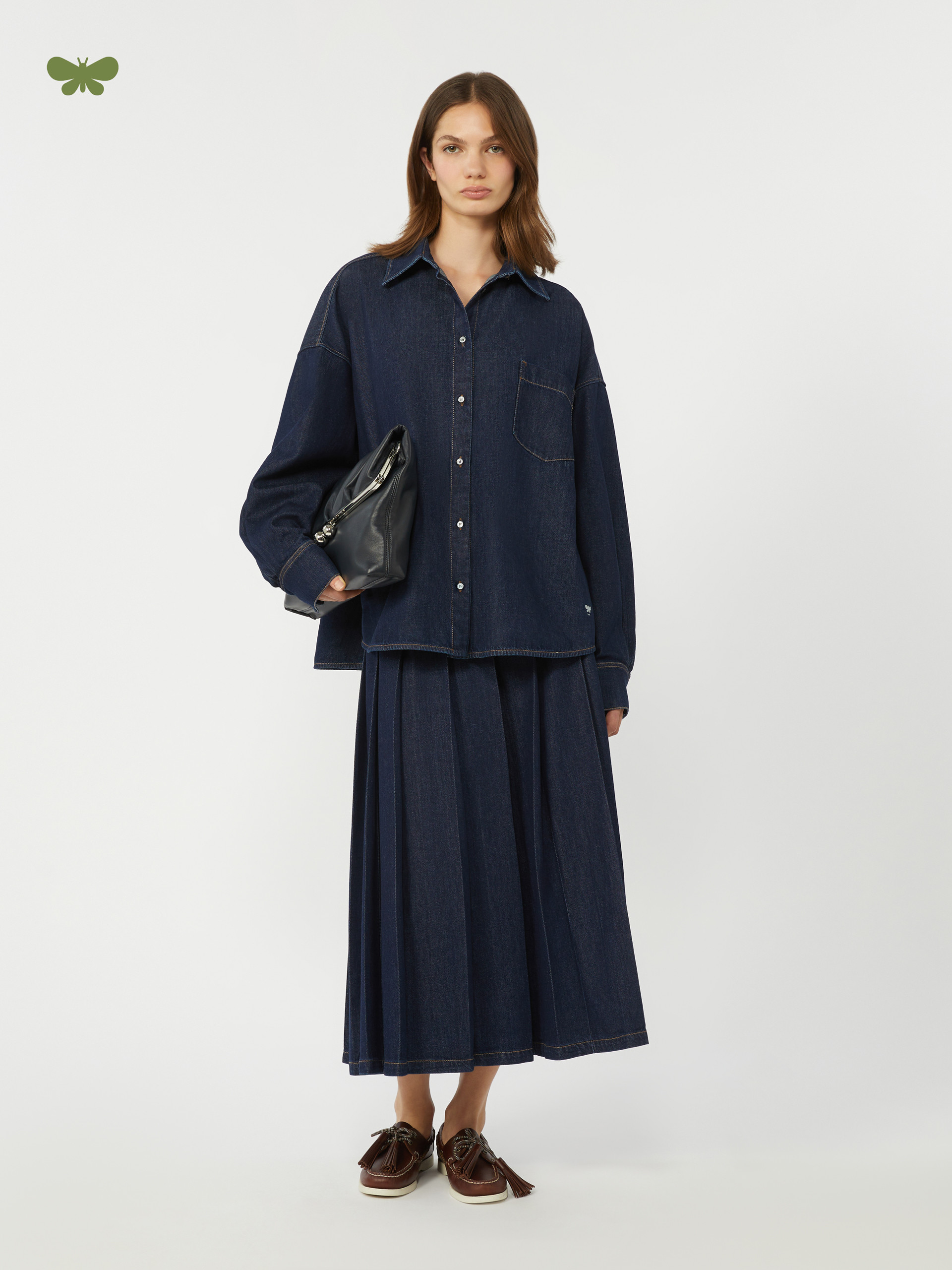 Pleated denim skirt - NAVY - Weekend Max Mara