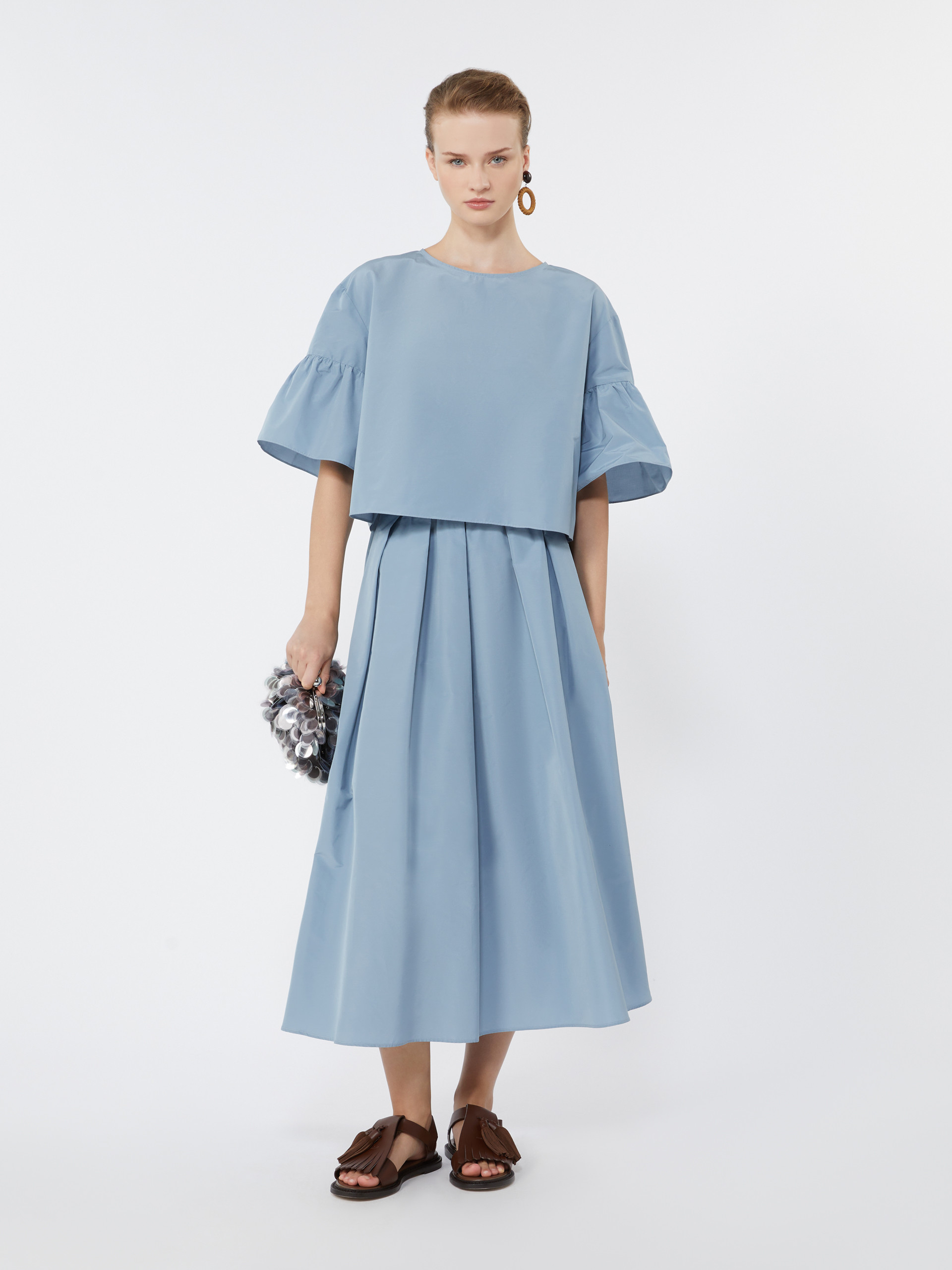 Pleated taffeta long skirt - LIGHT BLUE - Weekend Max Mara