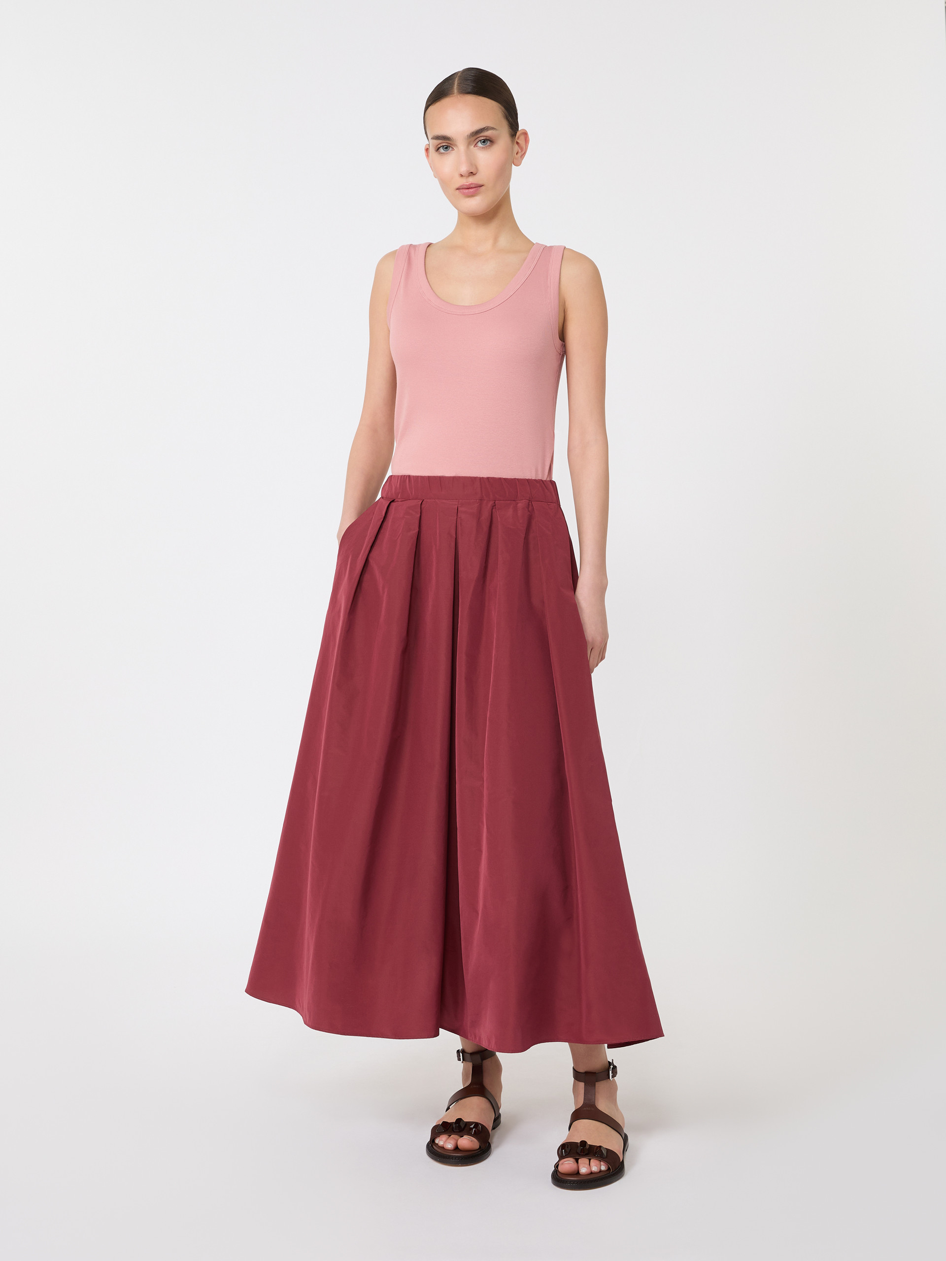 Pleated taffeta long skirt - CHERRY - Weekend Max Mara