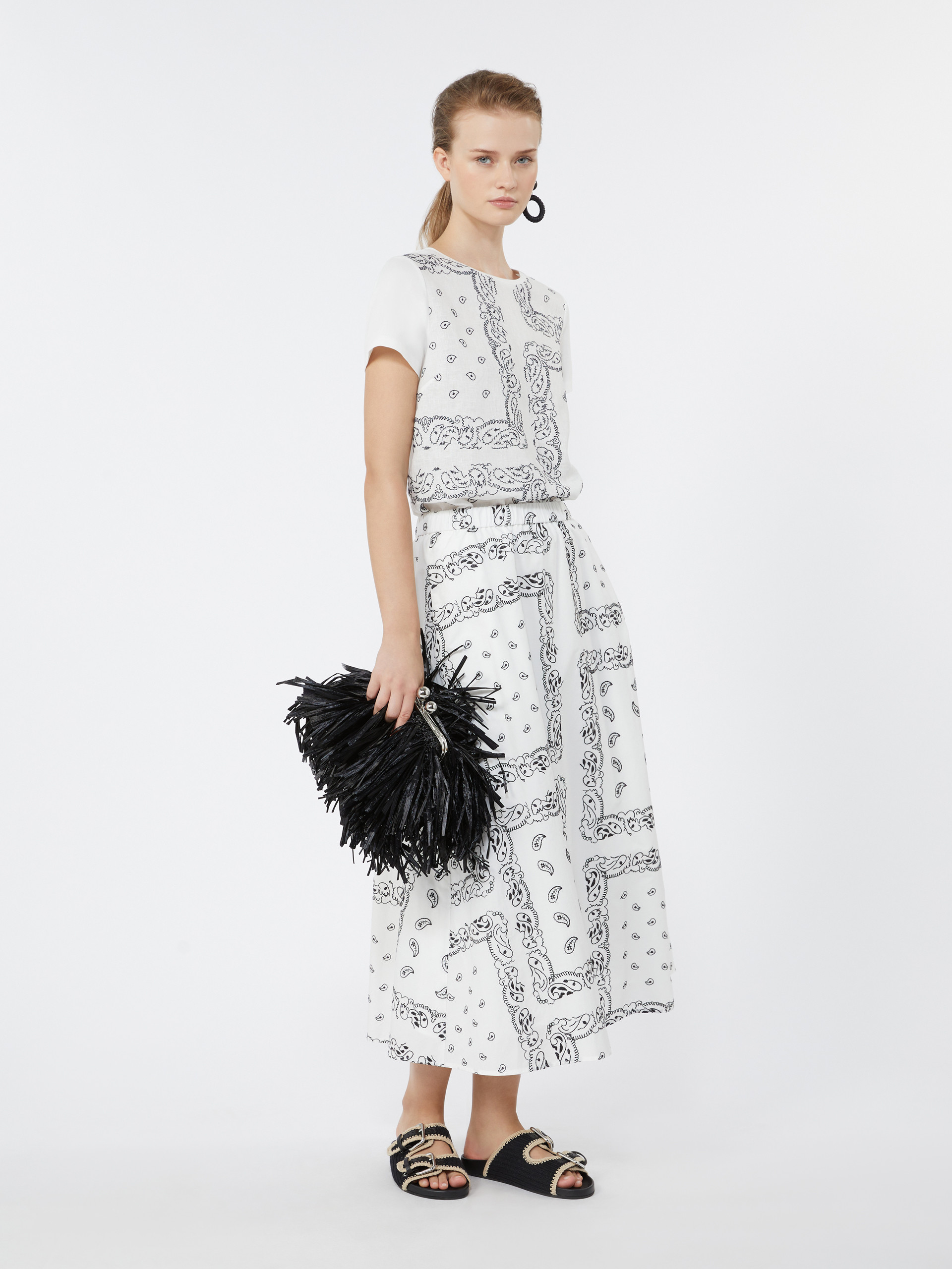 Cotton-poplin midi skirt - WHITE - Weekend Max Mara