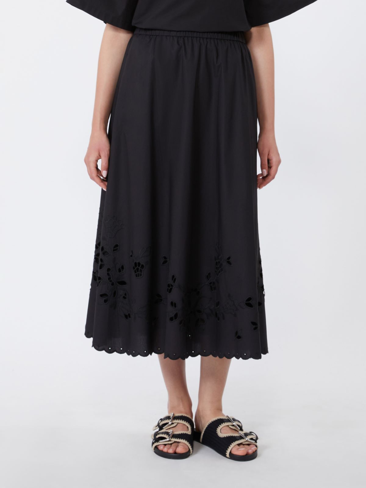 Cotton-poplin midi skirt - BLACK - Weekend - 2