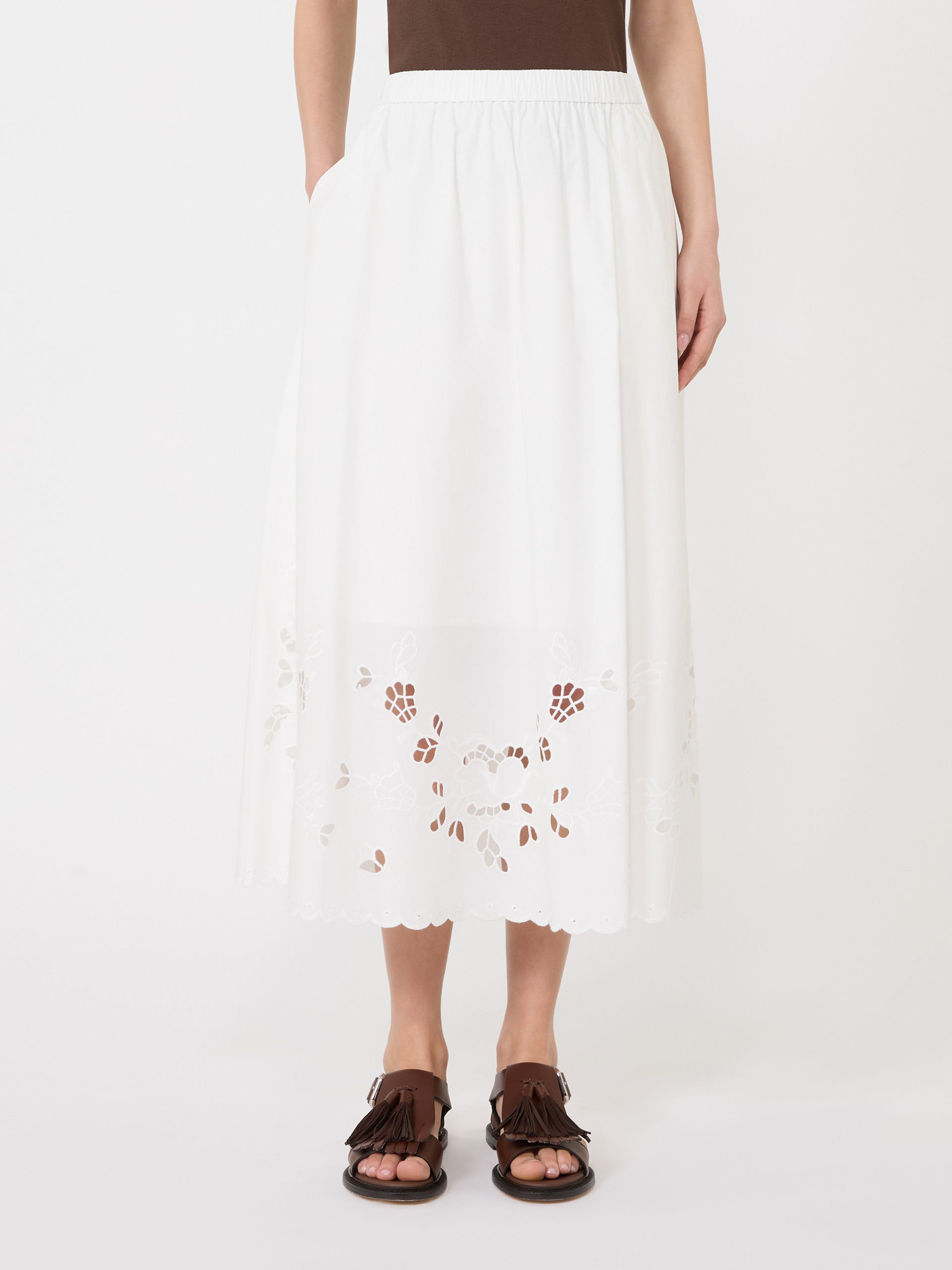 Cotton-poplin midi skirt - WHITE - Weekend Max Mara - 2